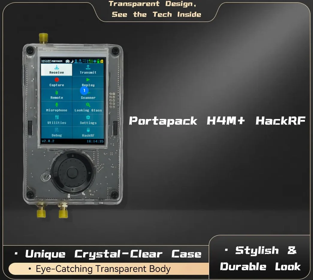 Czarny zestaw PortaPack H4M z antenami, 3.2" wyświetlacz TFT, czarna obudowa ABS, bezprzewodowe przechwytywanie i odtwarzanie sygnału