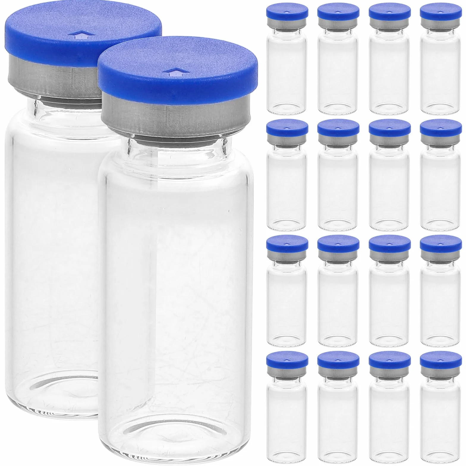 ULTECHNOVO Pusta szklana butelka 20 szt. 10 ml przezroczysta fiolka przezroczysta fiolka samonaprawiająca się gumowa fiolka otwór wtryskowy i aluminiowe zakrętki bezpieczna butelka słoiki do hodowli