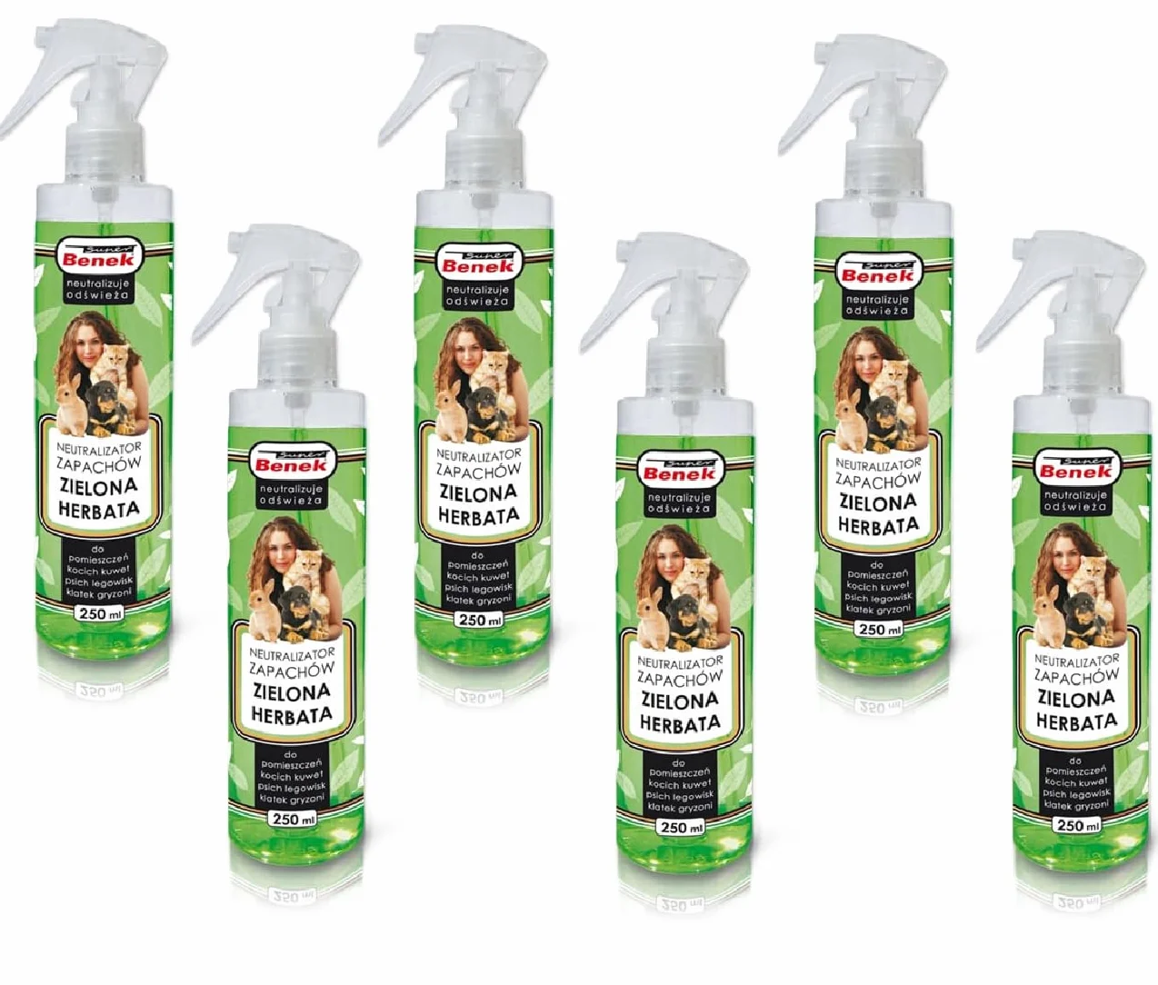 Super BENEK Neutralizator Zapachów Oświeżacz Spray Zielona Herbata 250ml