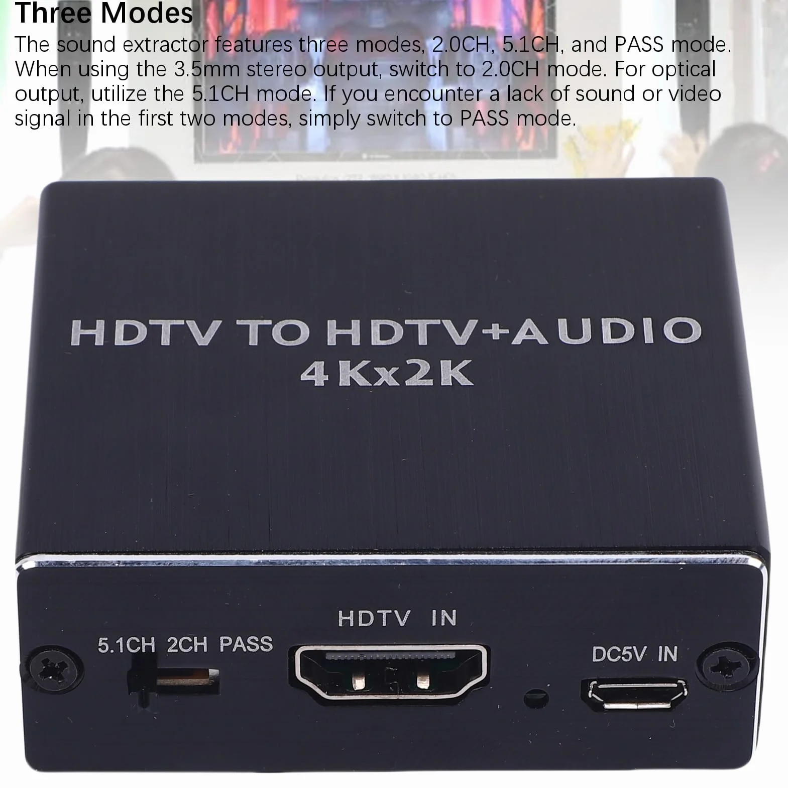 Ekstraktor Dźwięku 4K, Konwerter Optyczny SPDIF 3,5 mm z Trybem 2.0CH 5.1CH PASS