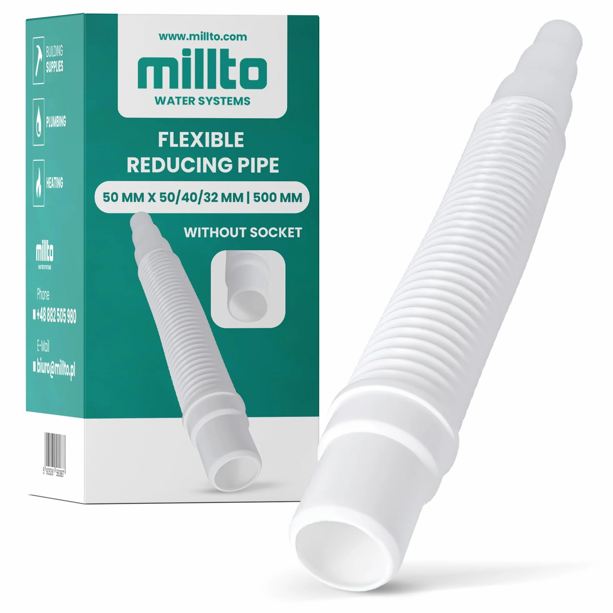 Millto Elastyczny wąż redukcyjny 50 x 50/40/32 mm 500 mm system kanalizacyjny