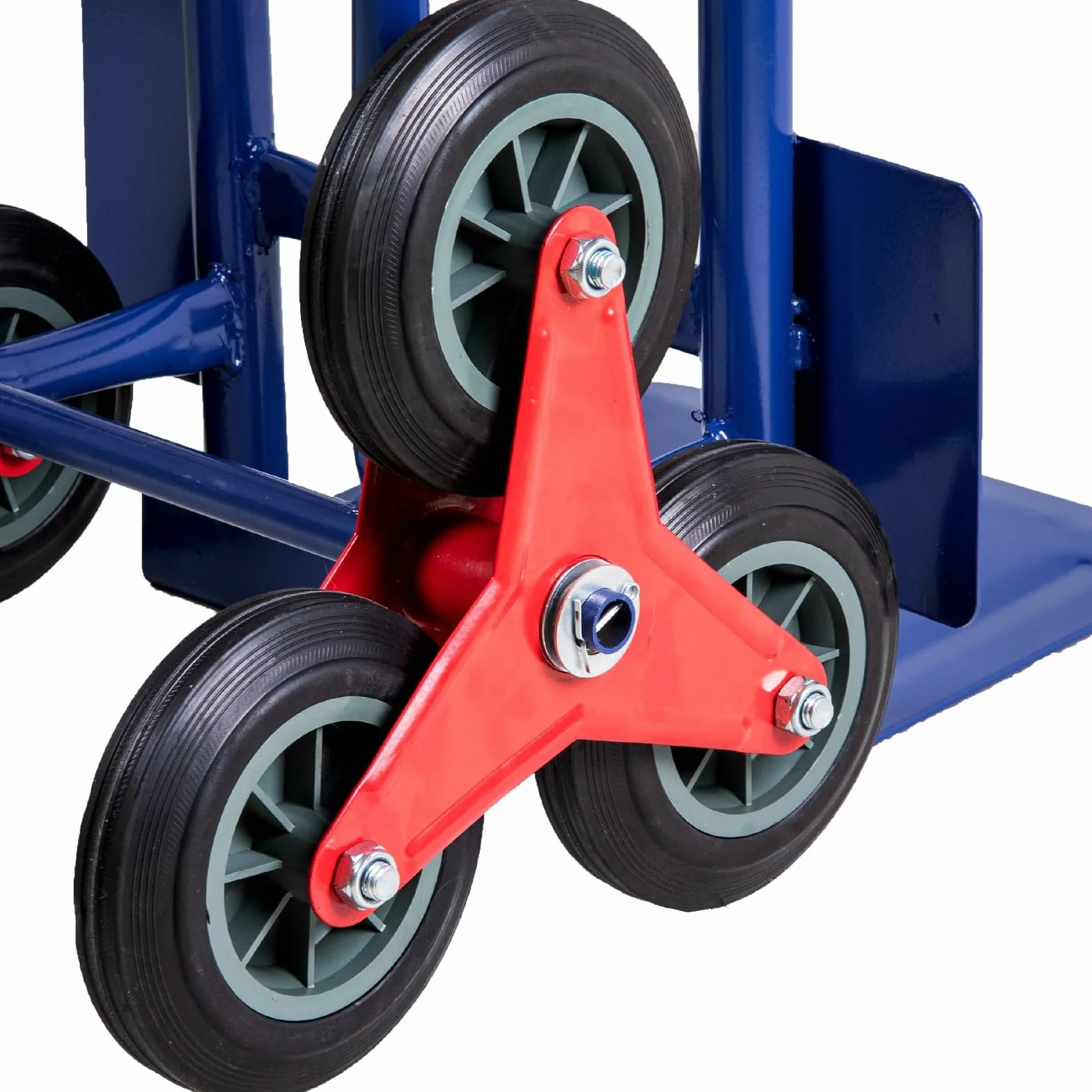 Wózek transportowy do podnoszenia schodów, wózek transportowy do 150 kg, składany, 3-rzędowe koła gwiazdowe z twardej gumy, rama z rur stalowych