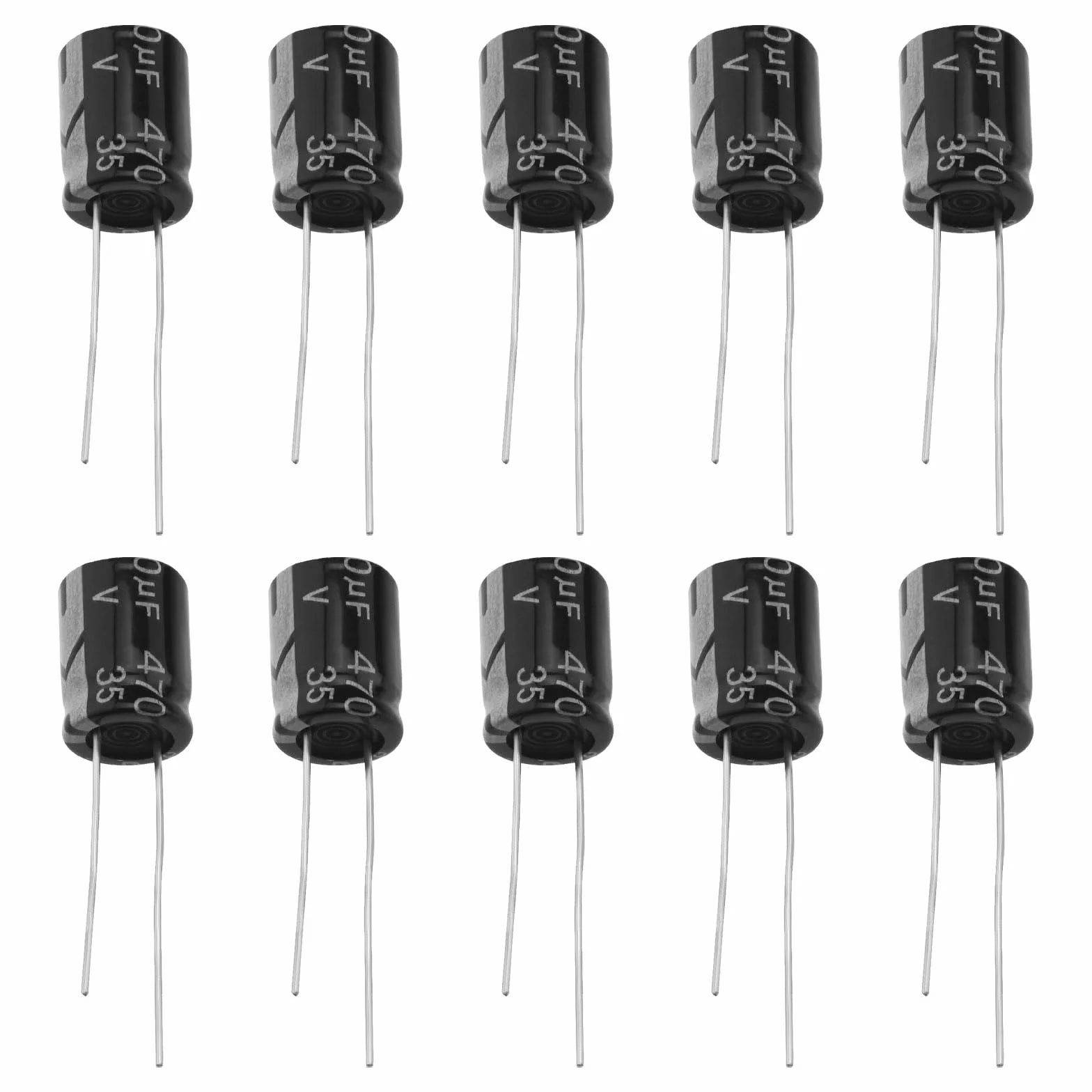 Kondensatory 470uf 35V aluminiowe promieniowe kondensatory elektrolityczne 105C wysoka temperatura do naprawy elektroniki, oświetlenie LED, wzmacniacze audio, 10 x 13 mm