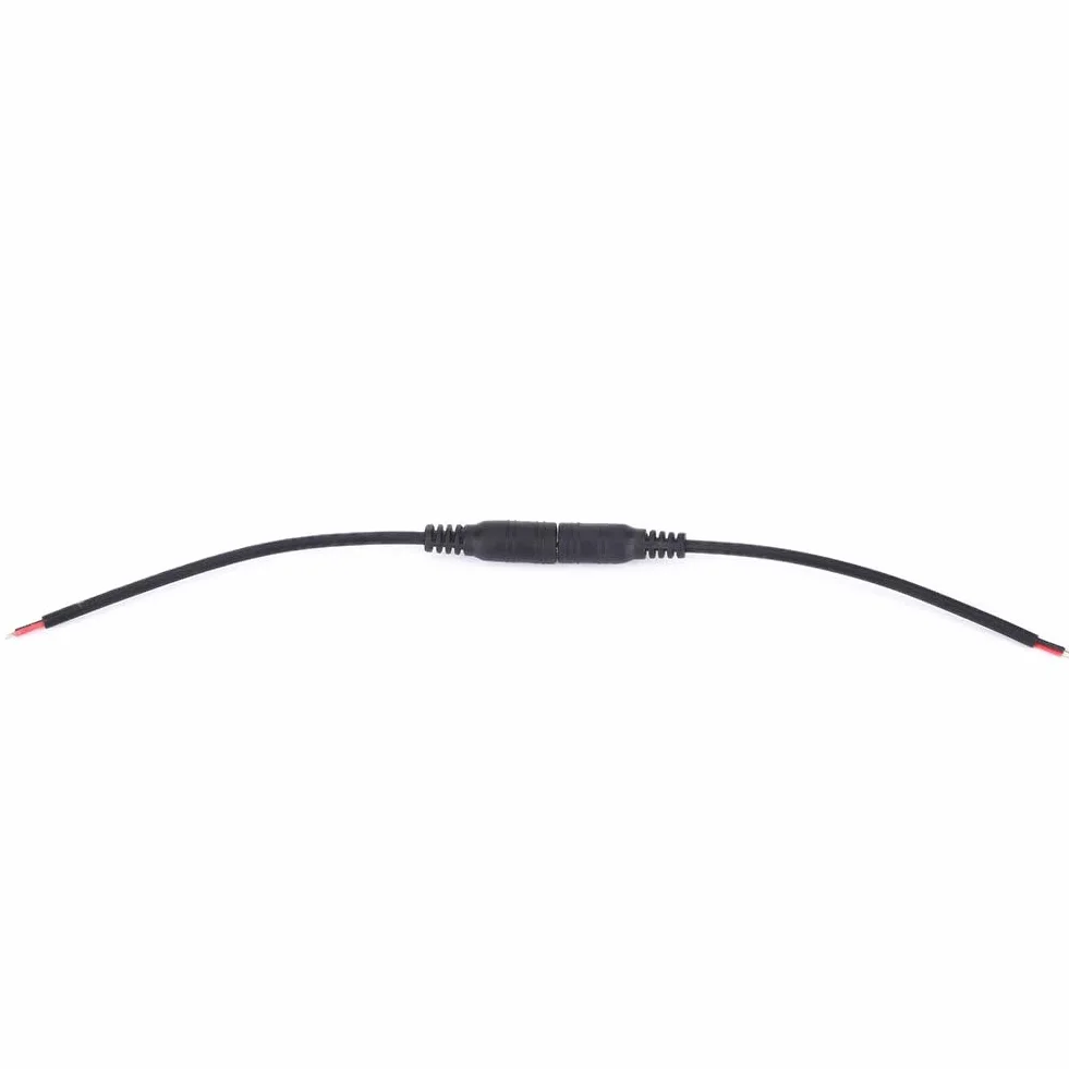 par 5.5x2.1mm Męski żeński Złącze Jack DC, żeńskie Złącze Zasilania Beczki Biały DC Power Baryłkowy Wtyk Jack Przewód łączący Przewód do Kamera Telewizji Przemysłowej Produkty (Czarny)