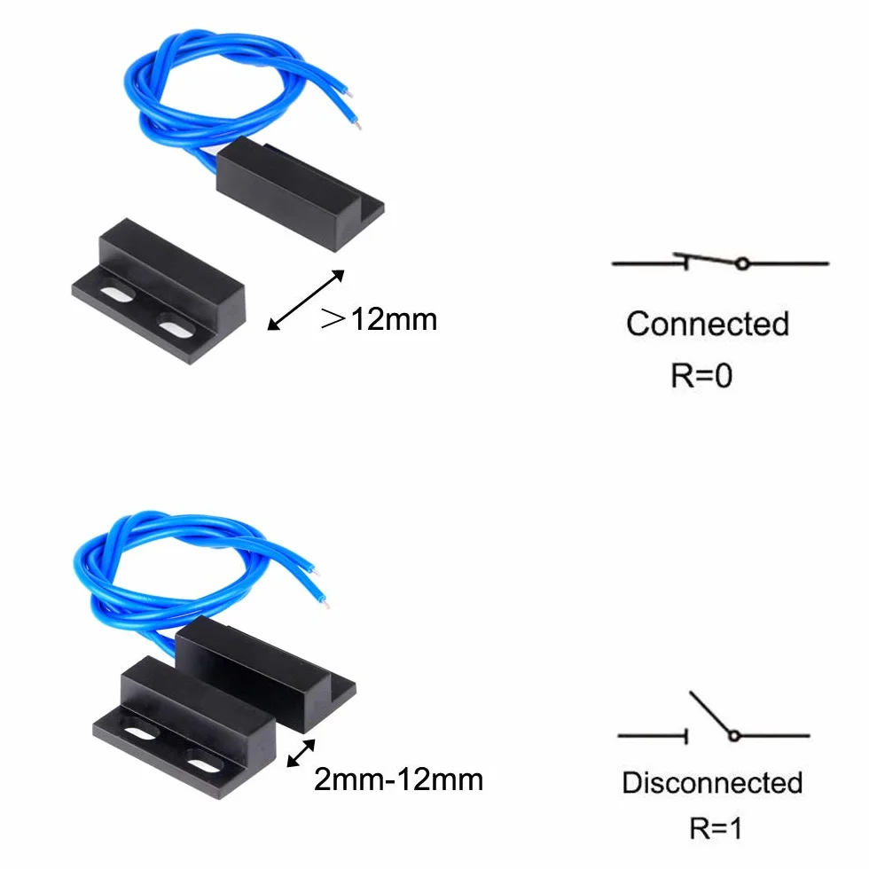 Gebildet Normalnie Otwarty Przełącznik Magnetyczny z Przewodem, 1 Zestaw do Zabudowy Okiennej, Czujnik Kontaktowy, alarm 100V-240V, Magnetyczny Przełącznik Kontaktronowy (obudowa ze stopu aluminium)
