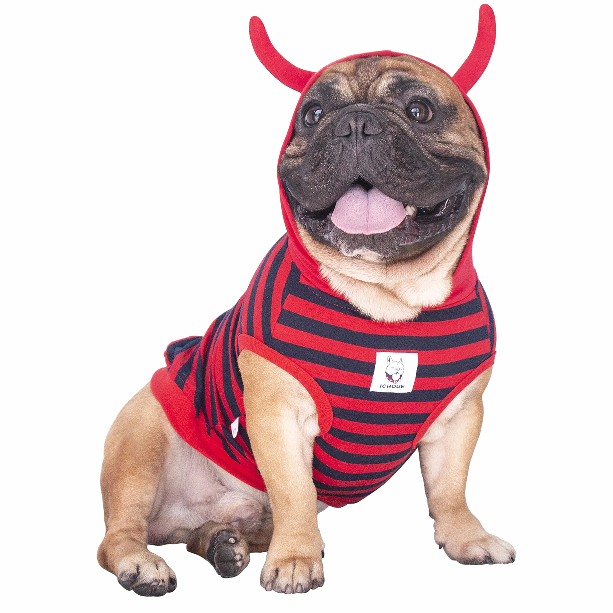 iChoue Ogień mrówka pies kostiumy na Halloween bluzy z kapturem ubrania dla średnich psów, chłopca, dziewczynki dla buldoga francuskiego, zimna pogoda, płaszcze zimowe, bluzy z kapturem, francuski