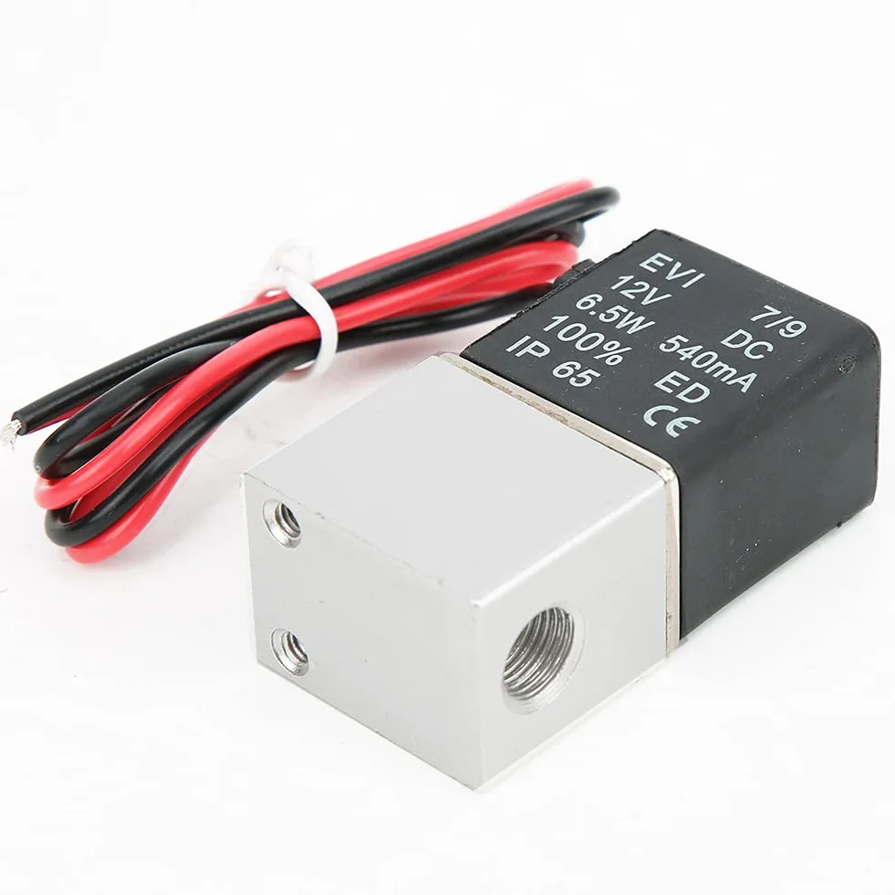 Elektrozawór elektromagnetyczny 2-drogowy DC 12V z gwintem 1/4" lub 1/8" wykonany z aluminium stop stosowany do wody, oleju i powietrza