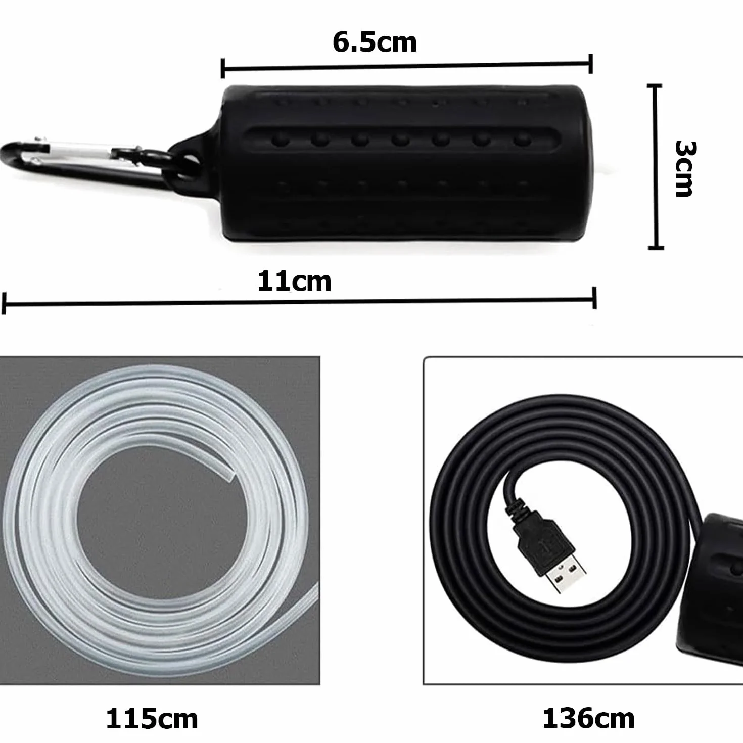 Pompa powietrza do akwarium, mini pompa tlenowa USB, cicha pompa tlenowa, oszczędność energii, bańka tlenowa, z kamieniem powietrznym i silikonowym wężem do pojedynczego wylotu