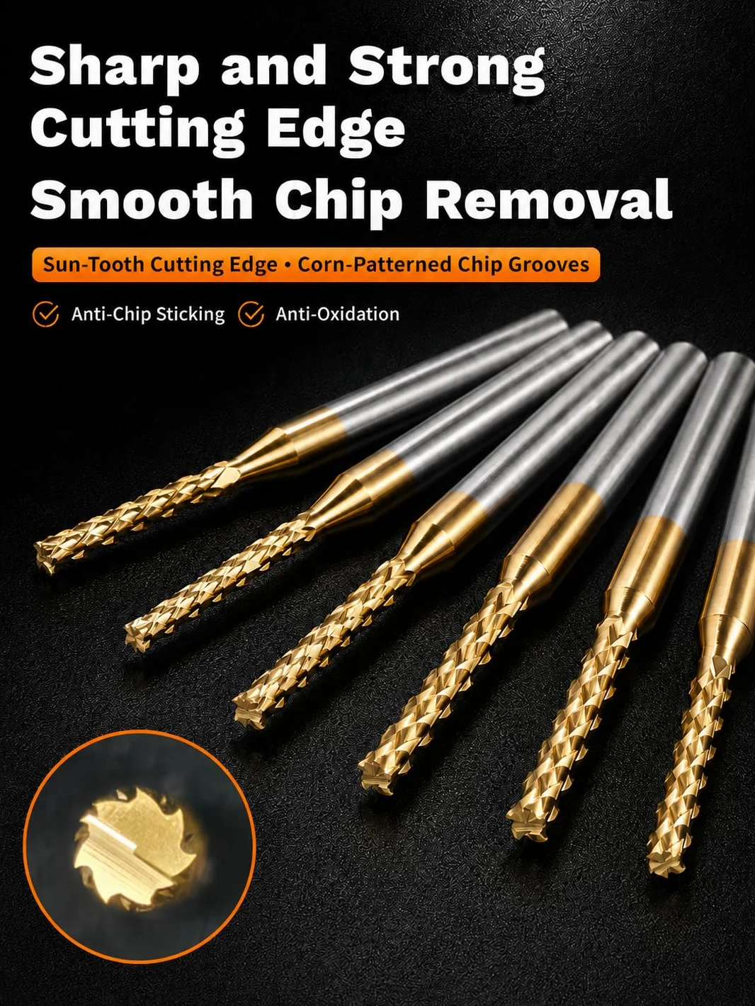 VOBOR 10 sztuk frezów CNC 1-3 mm, powlekane tytanem, 1,0 mm, 1,5 mm, 2,0 mm, 2,5 mm, 3,0 mm, 2 sztuki do typu, frezy do metalu do płytek drukowanych, metal, plastik