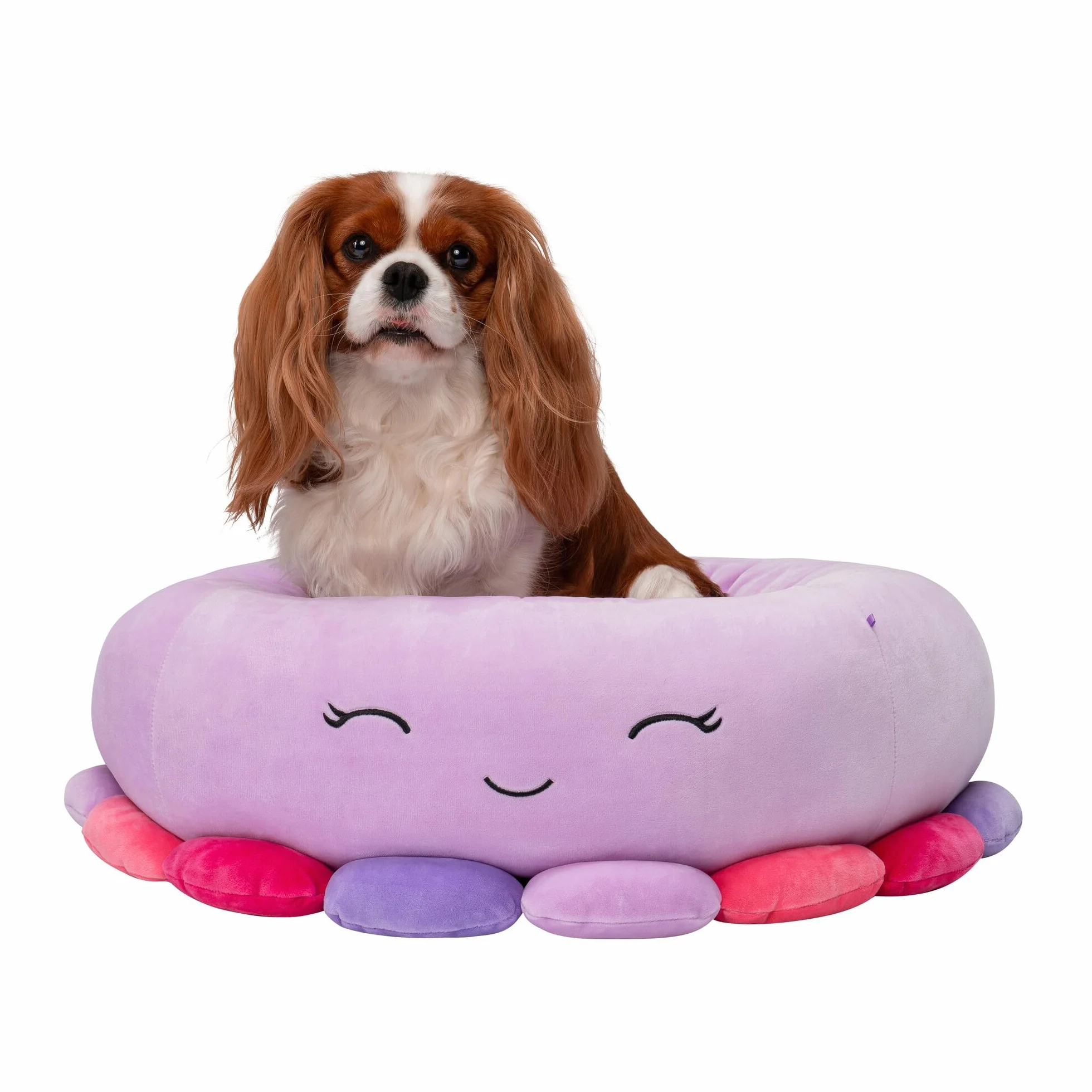 Squishmallows Oficjalne 61-centymetrowe legowisko dla zwierząt Beula Octopus - średnie Ultrasoft oficjalne pluszowe legowisko dla zwierząt domowych, fioletowe