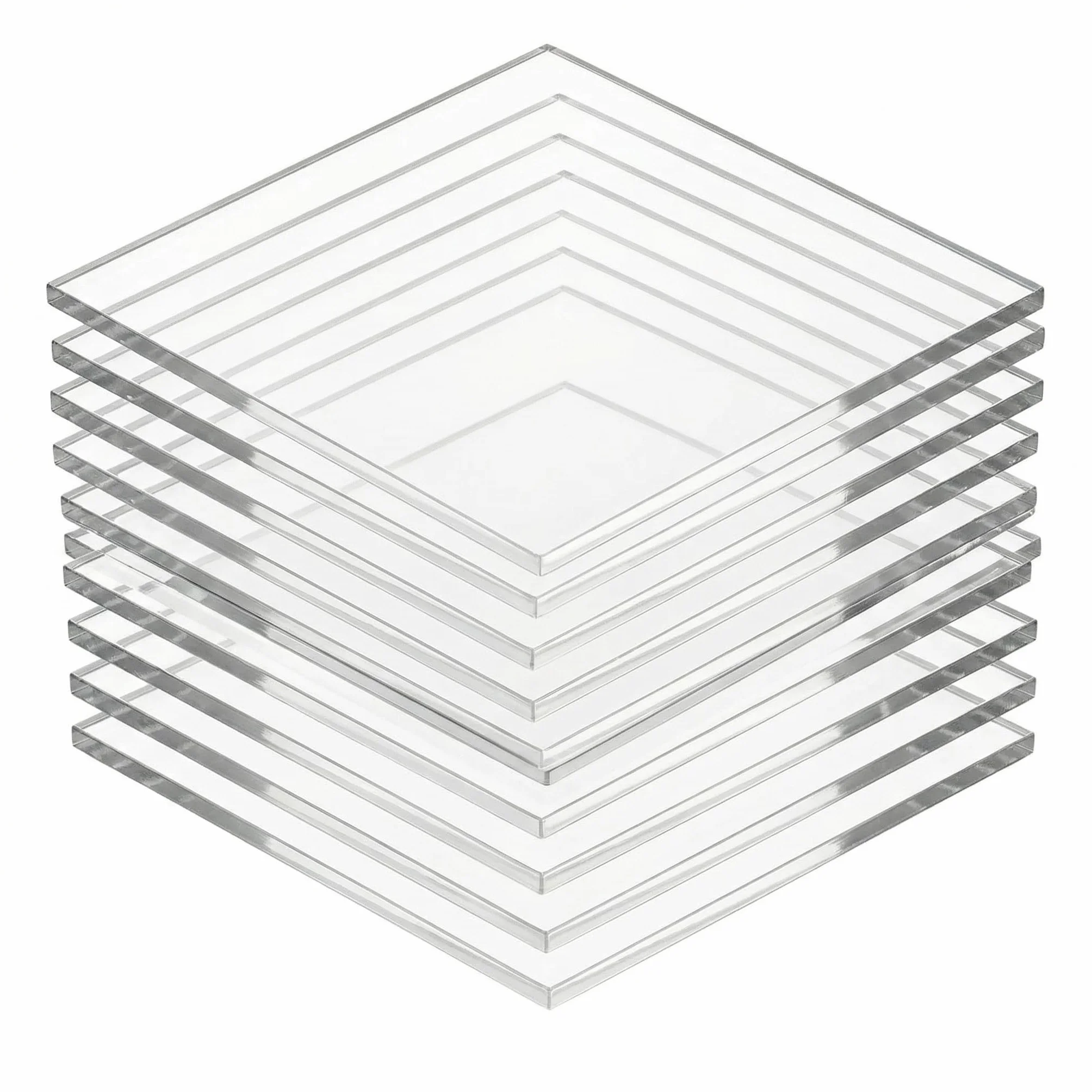 QWORK® 10 sztuk akrylowy arkusz pleksi, przezroczysty arkusz pleksiglasu, 10x10 cm, do ramki na zdjęcia, projekty wystawowe, malowanie