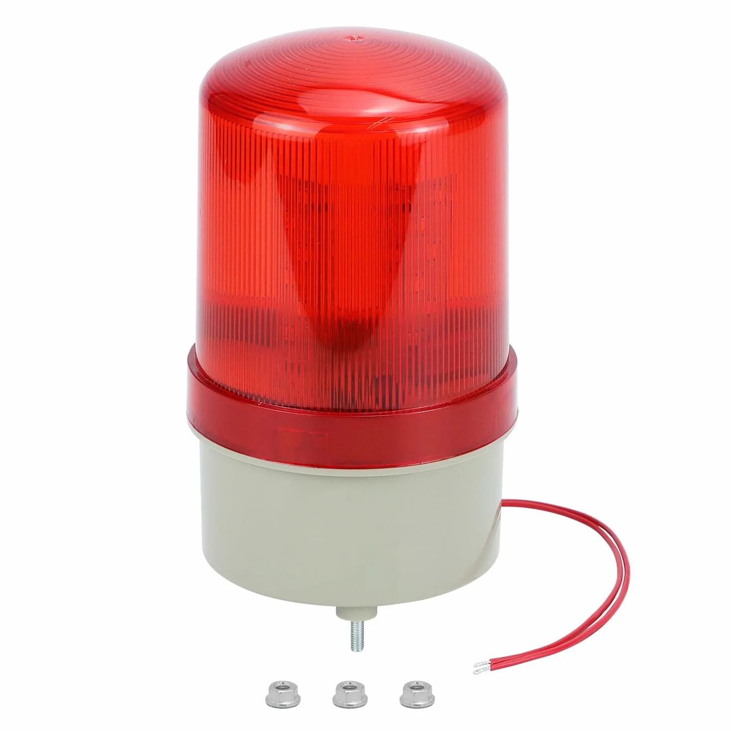 QWORK® Obrotowe światło ostrzegawcze LED, czerwone migające światło, alarm optyki akustycznej