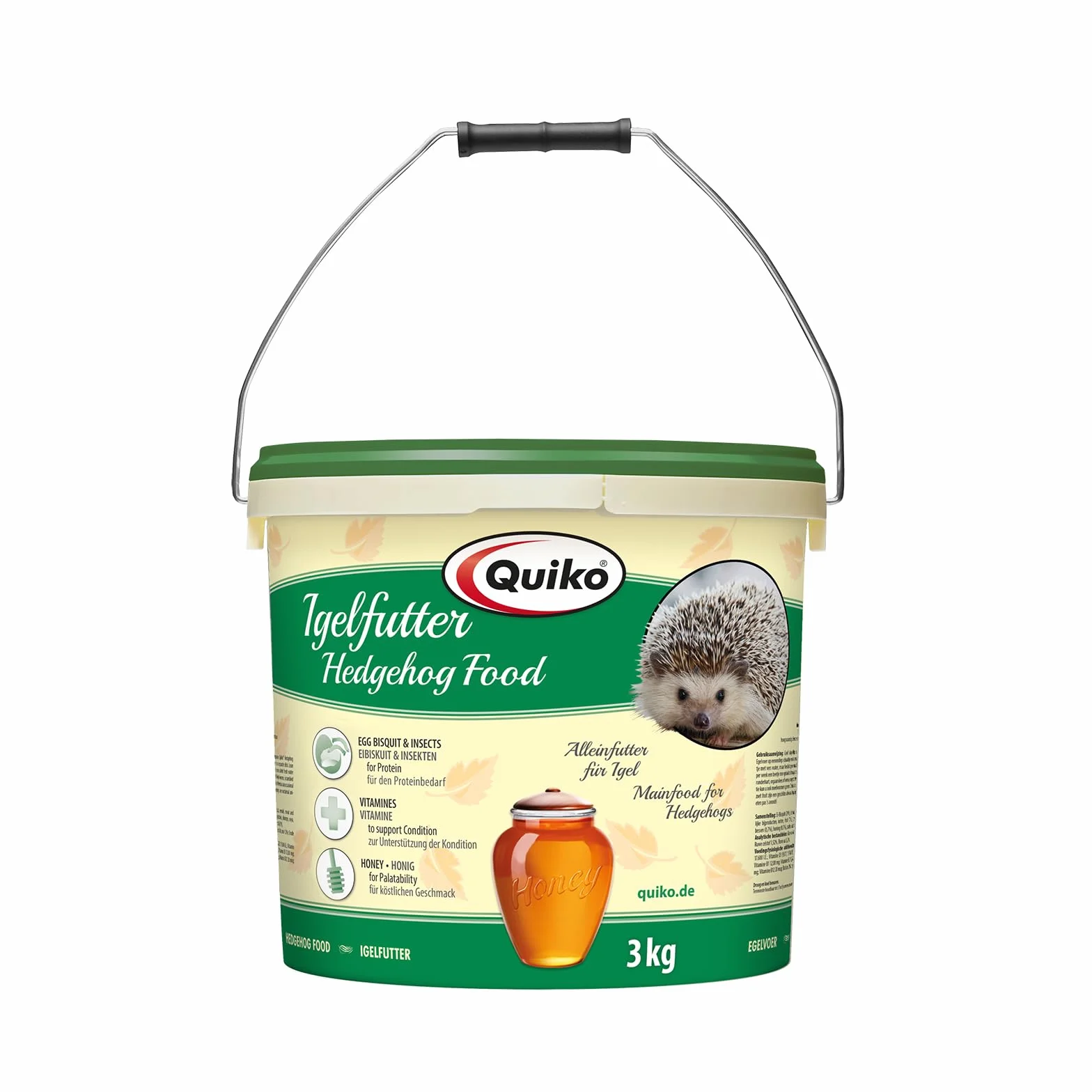 Quiko karma dla jeży 3kg - Wysokiej jakości karma dla jeży z owadami, bisquitem jajecznym, owocami i jagodami - Specjalnie dostosowana do potrzeb jeży.