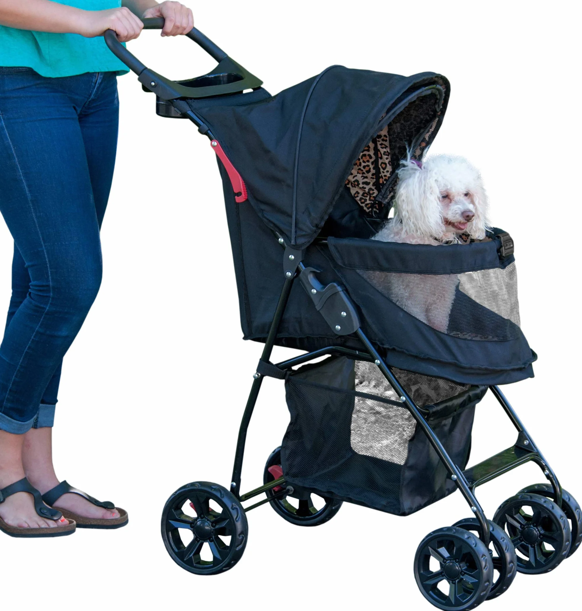 Pet Gear Happy Trails Lite wózek dla zwierząt domowych bez zamka błyskawicznego, łatwy do złożenia ze zdejmowaną wkładką, bezpieczny, kosz do przechowywania + uchwyt na kubek, 4 kolory