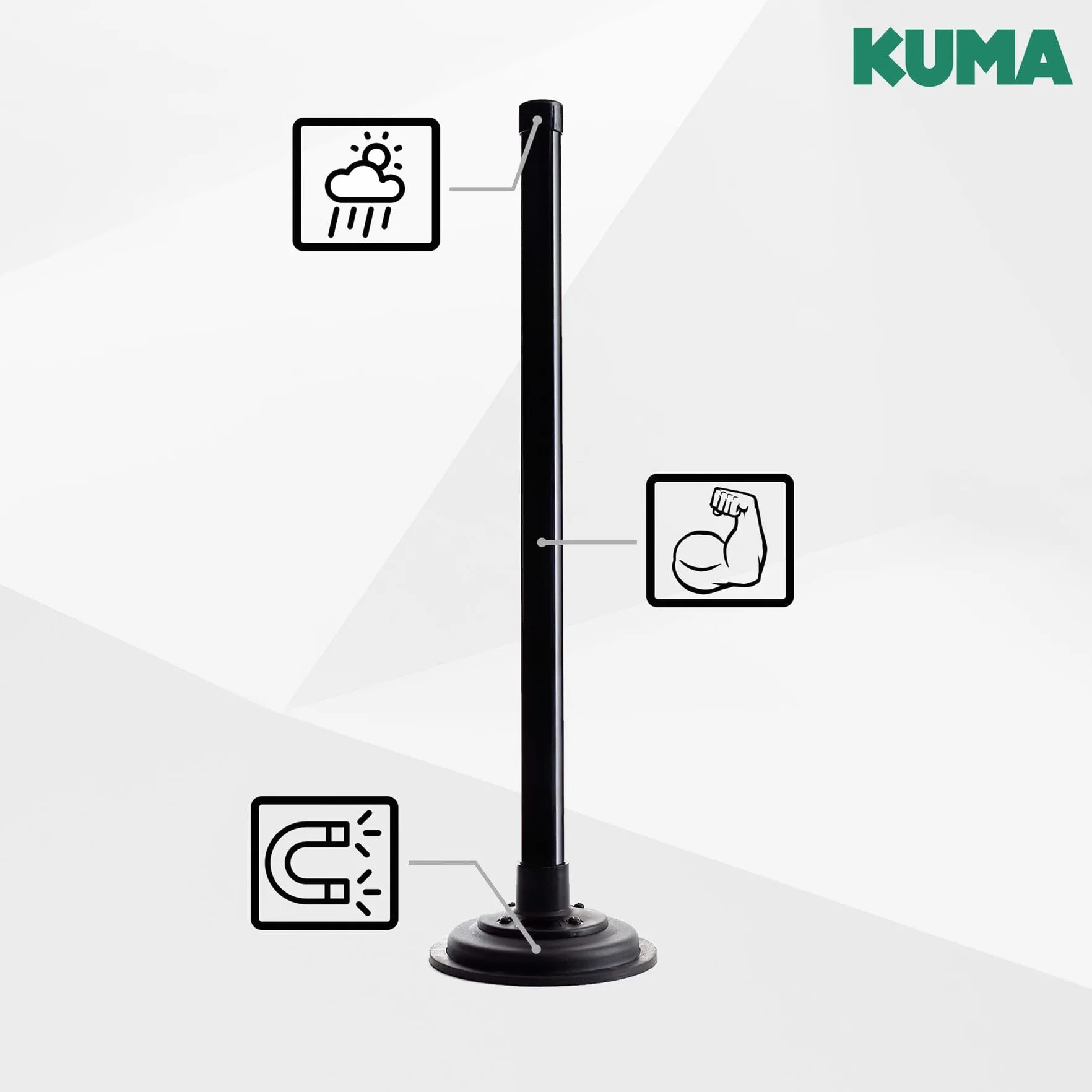 KUMA Magnetyczny uchwyt na maszt do anteny telewizyjnej Wifi – podstawa magnetyczna 300 mm, montaż w domu, przyczepie kempingowej, ciężarówce, łodzi, może być również używany jako flaga, stojak