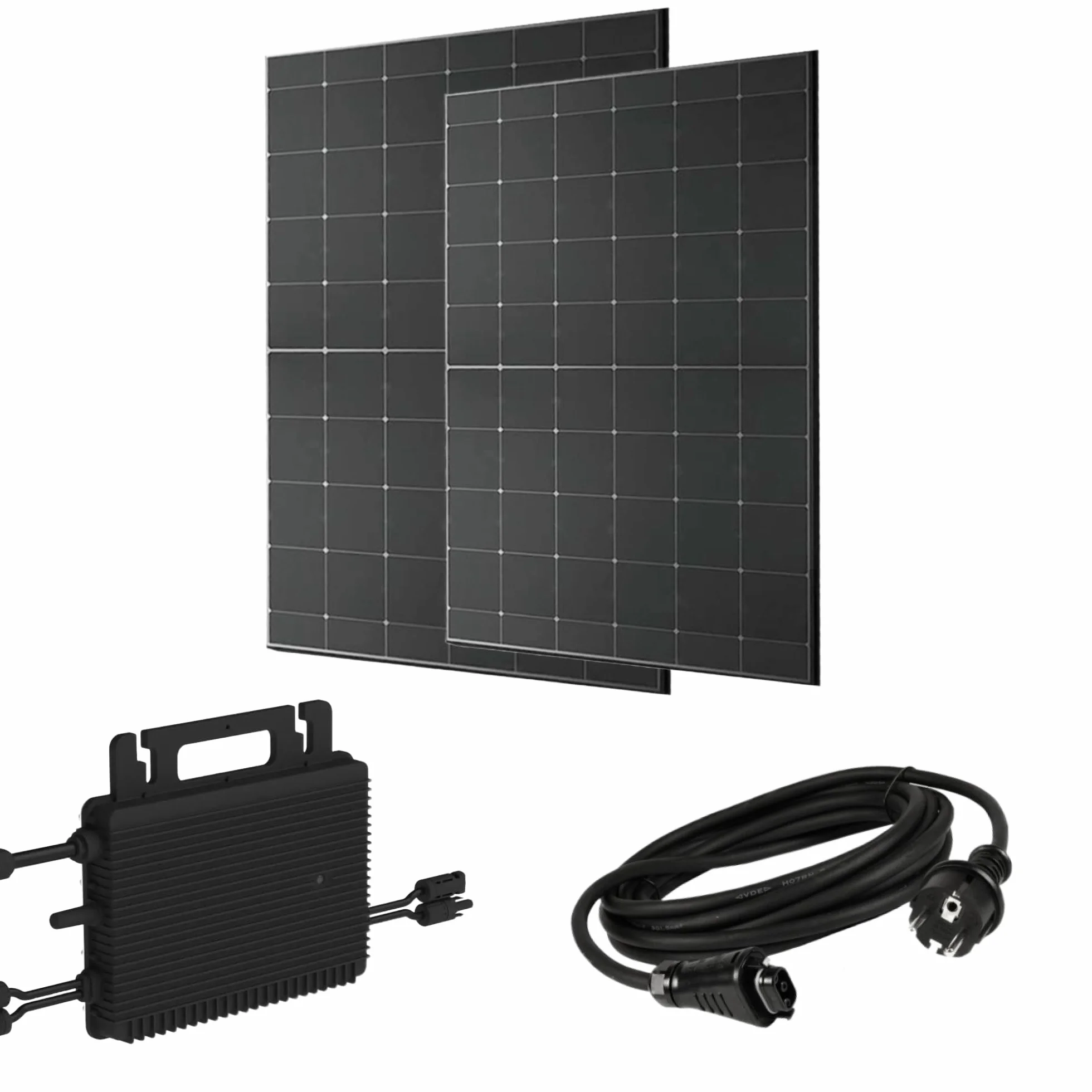 Elektrownia balkonowa 800 W z HMS 800 W Hoymiles falownik i dwufazowy szklany moduł 880 W FullBlack