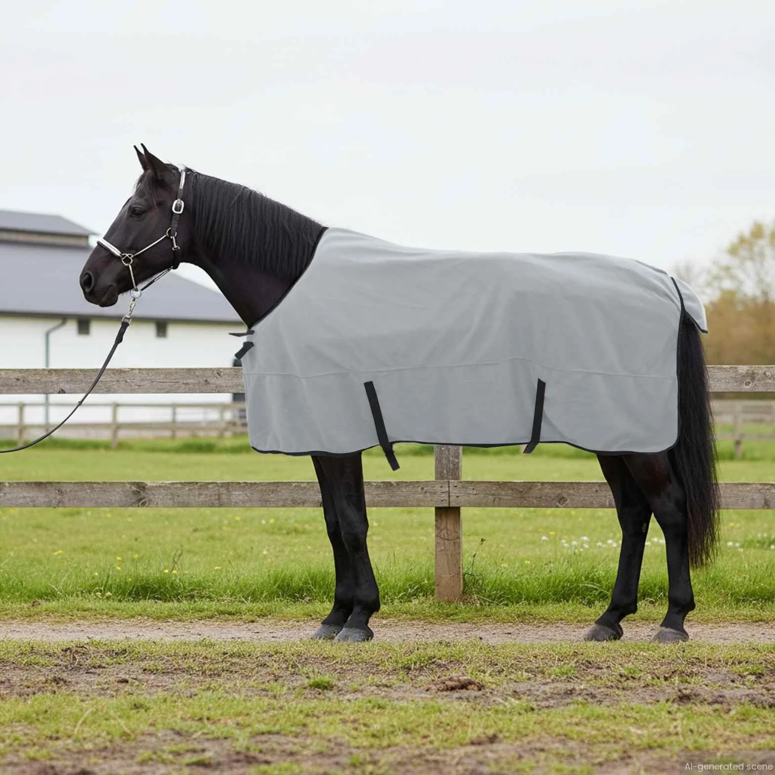Kocyk dla konia, jasnoszary, różowy, 155 cm, poliester, z oddychającą podszewką, regulowanym zapięciem na klatkę piersiową i pasem biodrowym, do stajni, pastwiska, do użytku na zewnątrz