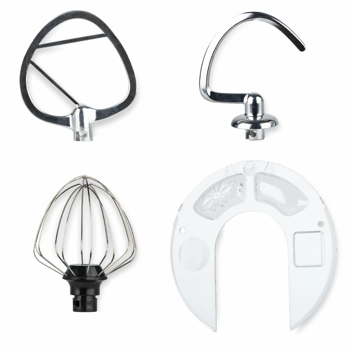 PRIXTON KR250 mikser do ciasta o mocy 1500 W, 10 prędkości, 5-litrowa miska ze stali nierdzewnej, 3 akcesoria, przezroczysta pokrywa (kremowo-biała)