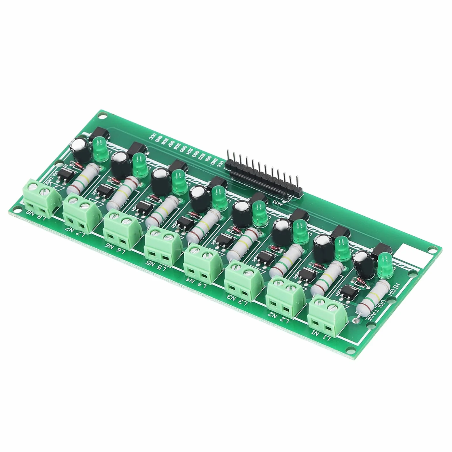 Moduł Wykrywania Napięcia 220V AC 8-kanałowy z Izolacją Transoptorową PLC PCB 3-5V