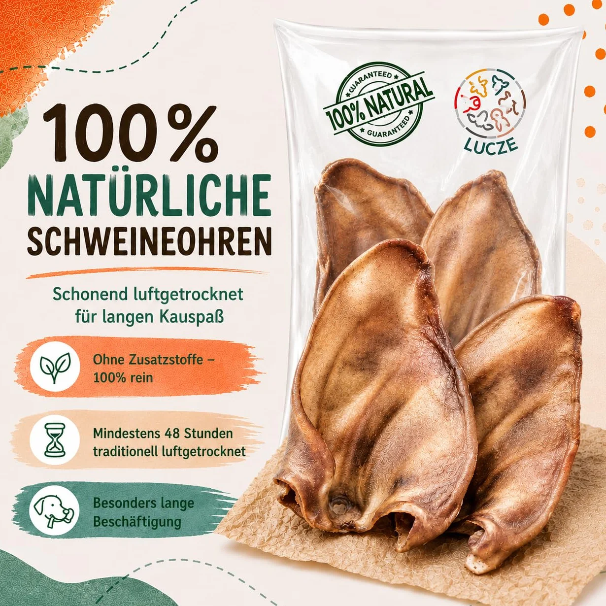 Uszy Wieprzowe dla Psów 1kg, Naturalny Gryzak Premium, 100% Naturalne, Bez Chemii, Bez Zbóż, Zdrowe Przysmaki, Higiena Jamy Ustnej, Polska Produkcja, Dla Małych i Dużych Psów