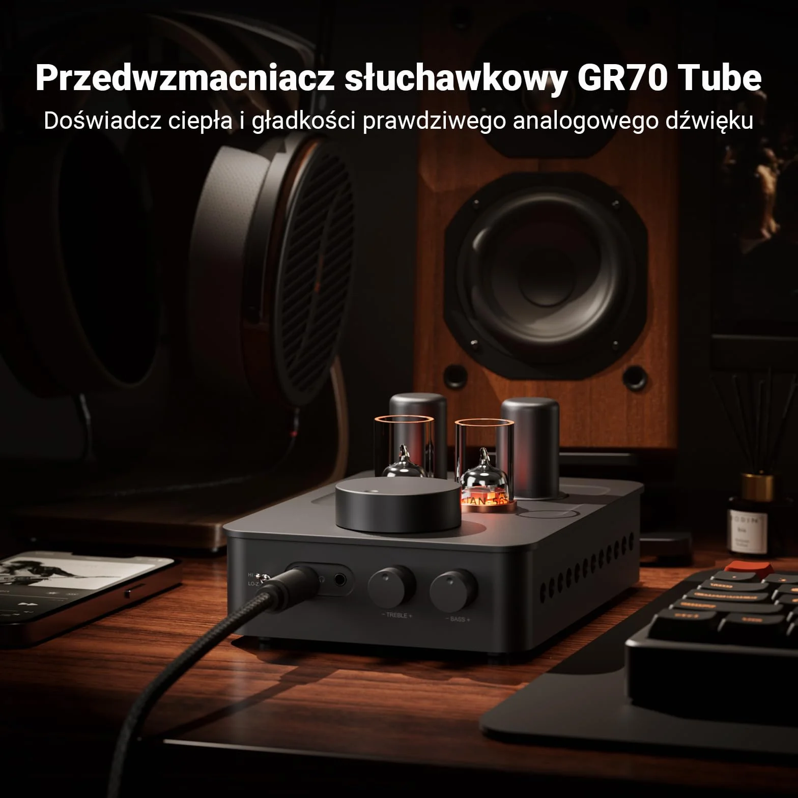 Fosi Audio GR70 Przedwzmacniacz słuchawkowy Tube 5654 W*2 6AC7*2 HiFi 16-300 omów
