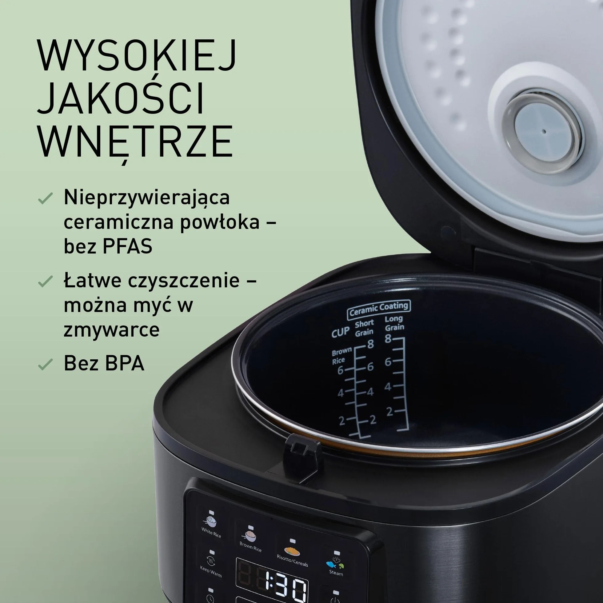 Panasonic SR-DA152KXE Automatic Rice Cooker with Steamer, Fuzzy Logic, Water Ratio Indicator, Dishwasher Safe, BPA Free, Keep Warm Function, Start Delay, Black