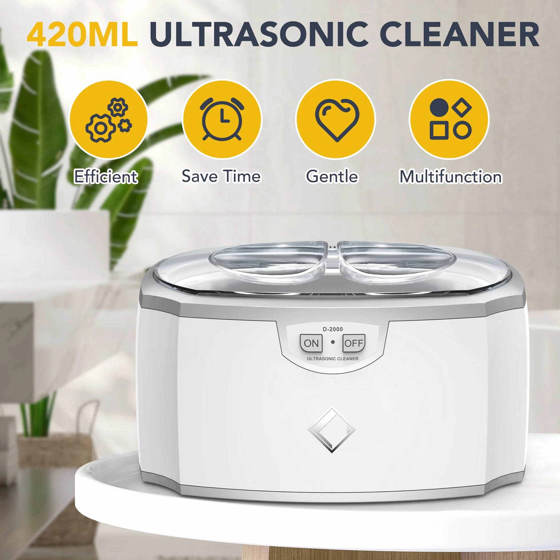 LifeBasis Ultradźwiękowe urządzenie do czyszczenia okularów 420 ml 45 kHz 30 W