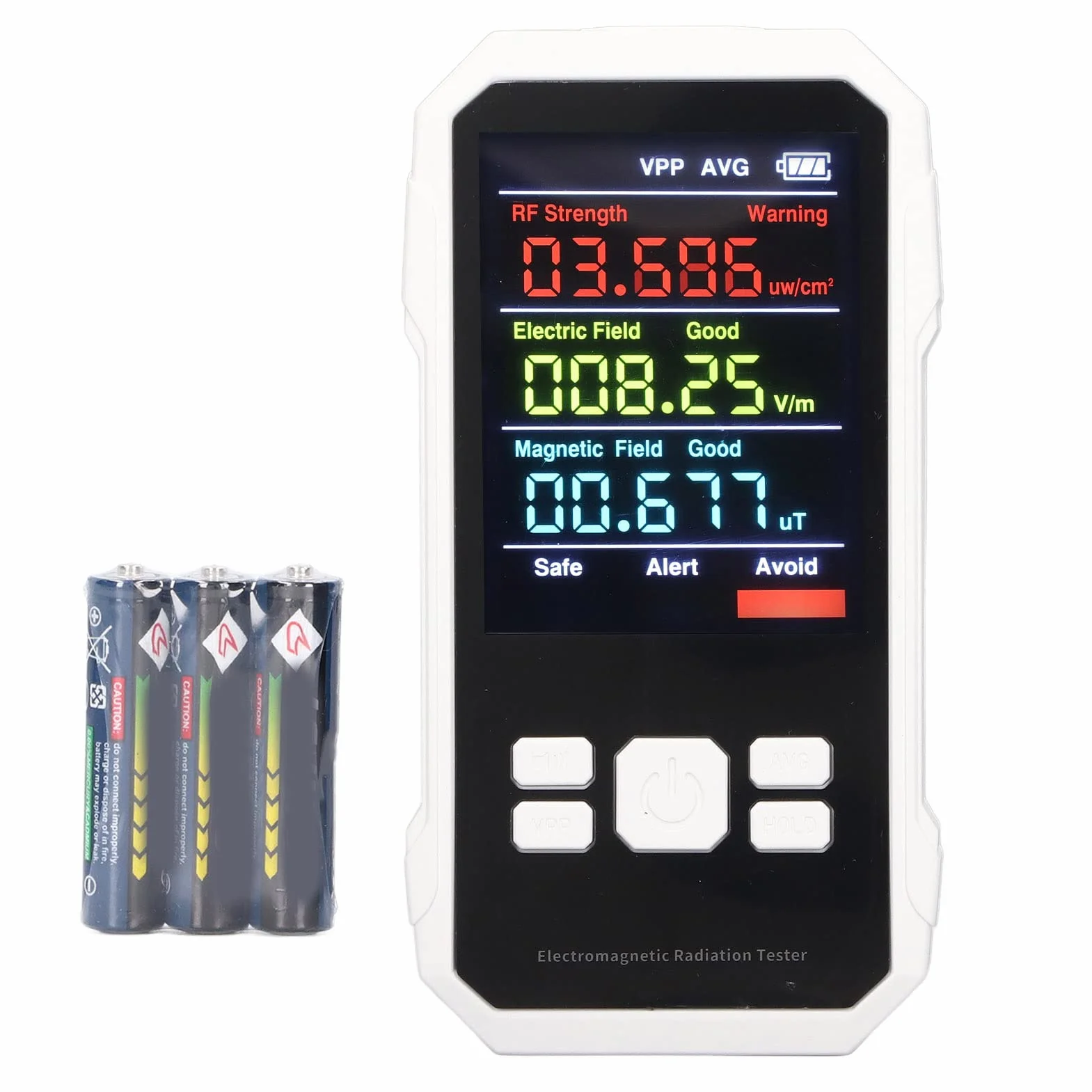 Ręczny Detektor Promieniowania, Cyfrowy Licznik Geigera Monitor Promieniowania RF Tester Promieniowania Elektromagnetycznego Ręczny Miernik Promieniowania dla Domu, Biura, Fabryki (Biały)