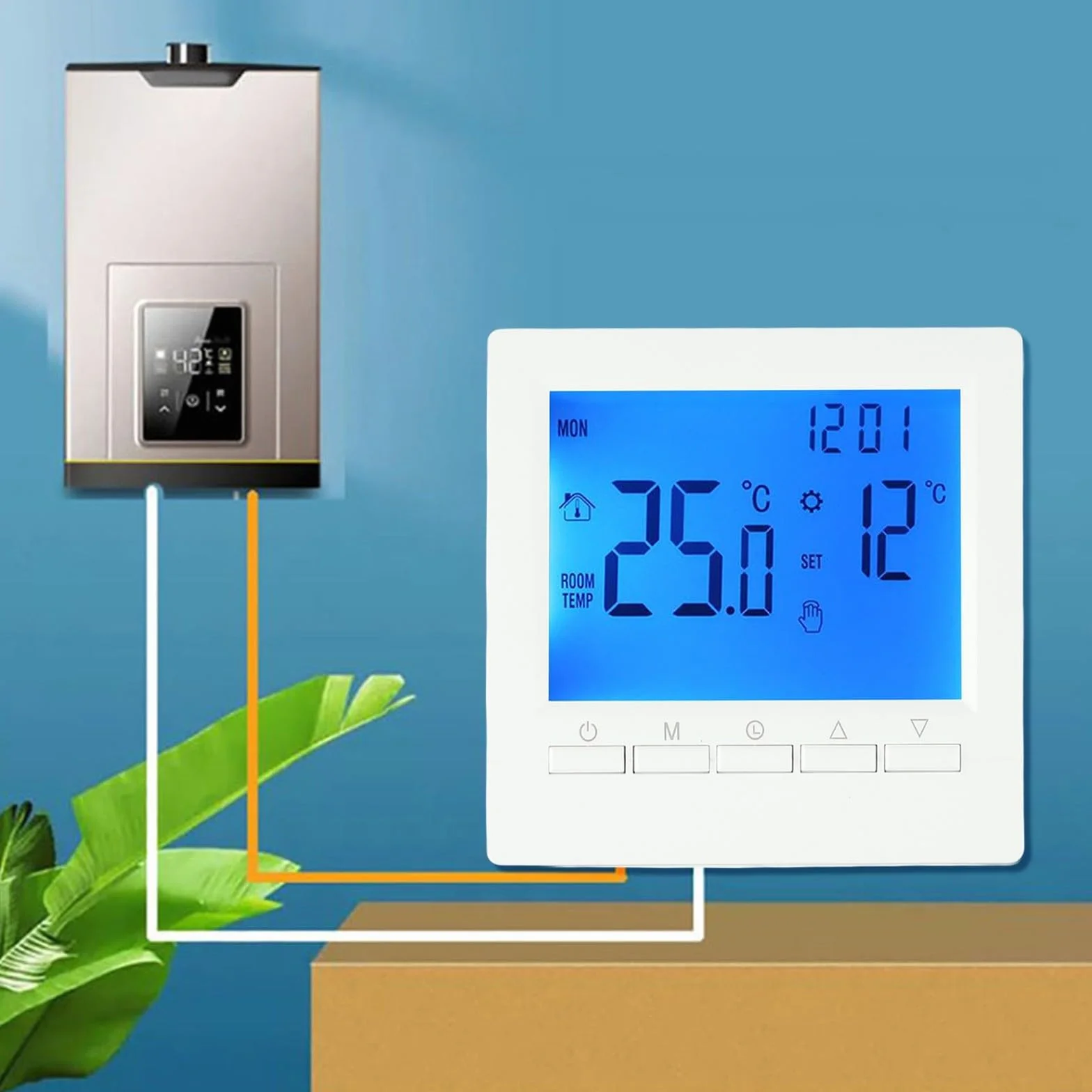 Termostat programowalny cyfrowy sterownik z wyświetlaczem LCD montowany na ścianie regulator temperatury