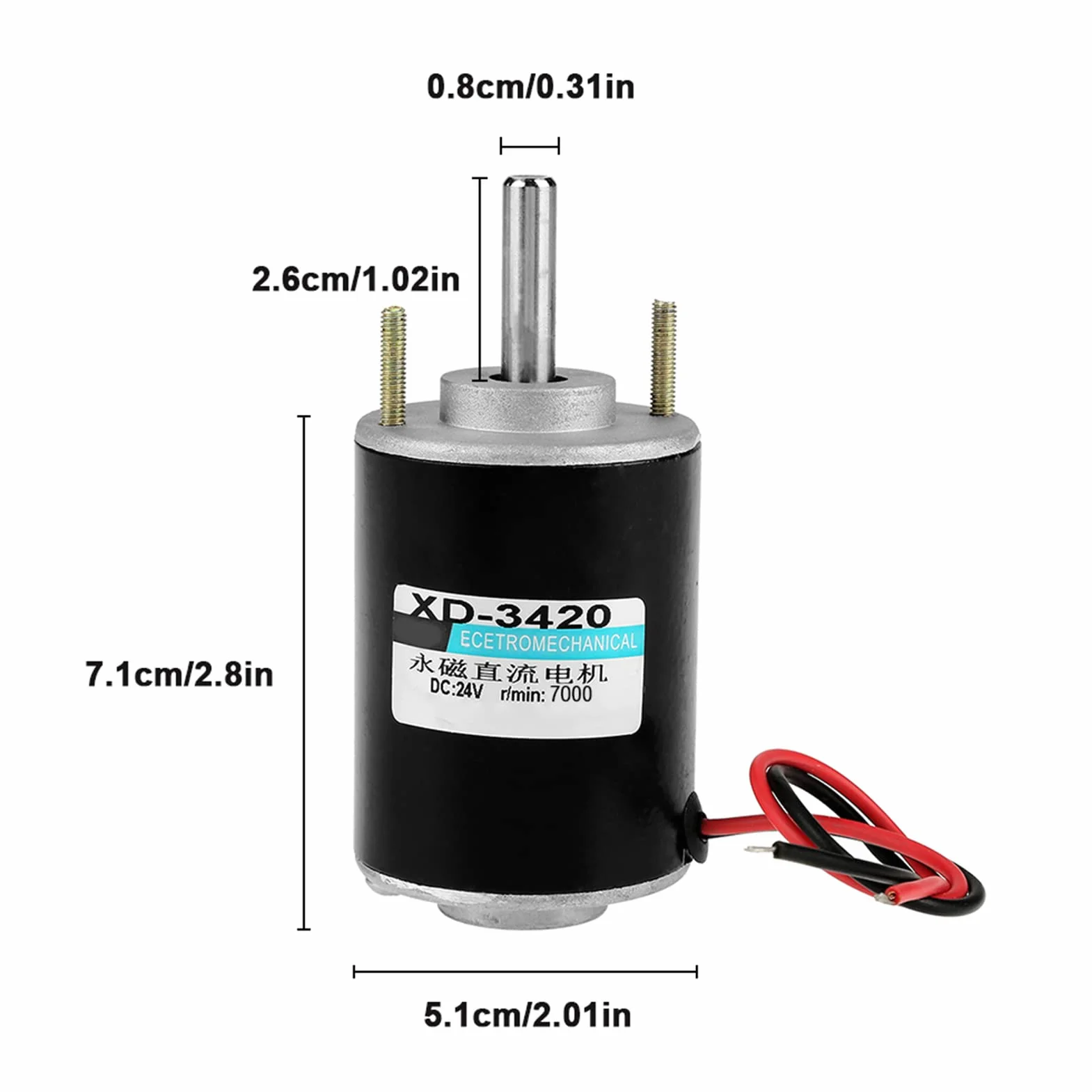 Silnik elektryczny XD‑3420 12/24 V 30 W silnik prądu stałego wysoka prędkość CW/CCW (7000 obr./min (24 V)