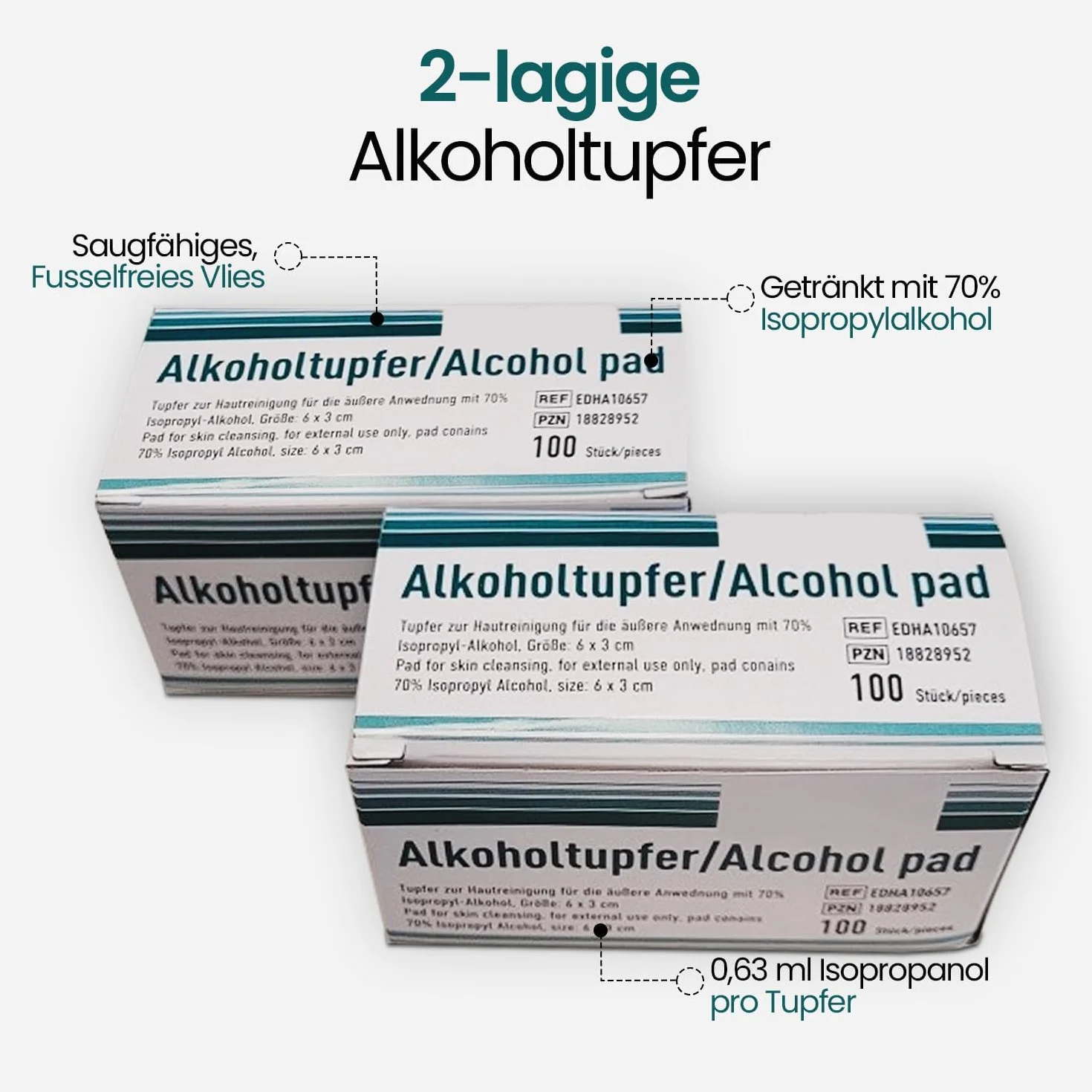 Waciki nasączone alkoholem 70% izopropylowym 200 sztuk, pakowane pojedynczo