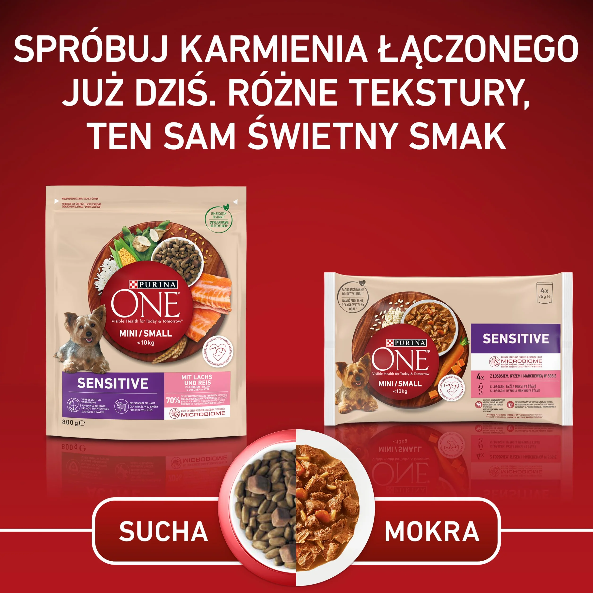 Purina One Mini/Small Active Karma dla Psa, Wołowina I Ryż, 8x800 g