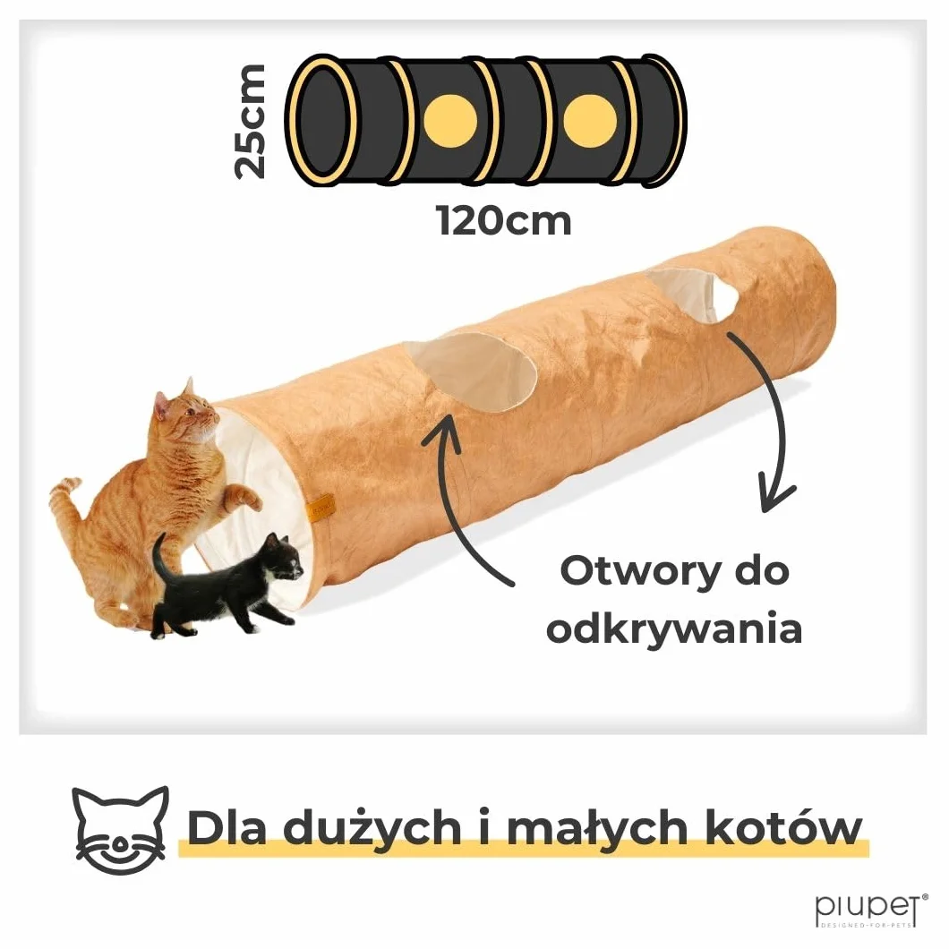 PiuPet® Tunel dla kota - Tunel do zabawy dla kotów - Zabawki dla kotów - Tunel z zabawkami dla kotów