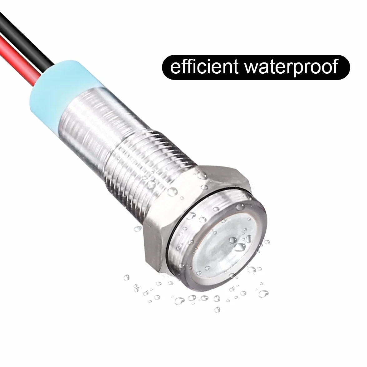 Gebildet 10 Sztuk 6mm 1/4" AC/DC 12-24V Led Metalowy Wskaźnik Świetlny Wodoodporna Lampka Sygnalizacyjna Pilot Dash Kierunkowa Z Przewodem (Biały)