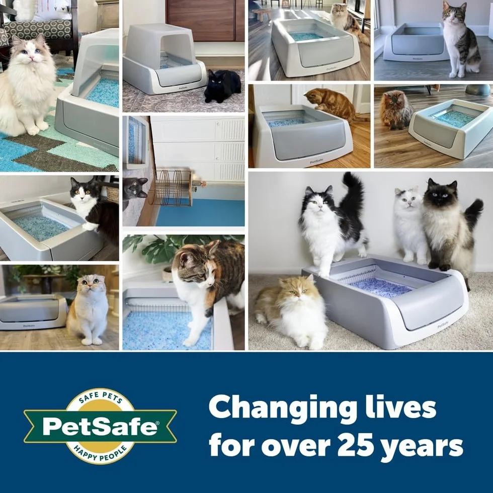 PetSafe ScoopFree Wielokrotnego Użytku Taca na Żwirek z Kryształowym Żwirkiem - Kontrola Zapachów, Łatwe Czyszczenie, Trwały Design
