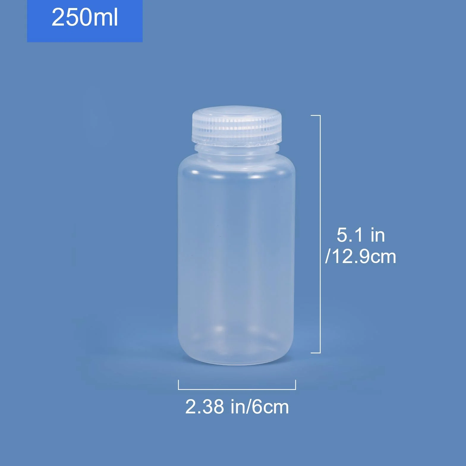 Butelka z odczynnikiem laboratoryjnym PP 250 ml, szczelna, przezroczysta pojemnik chemiczny