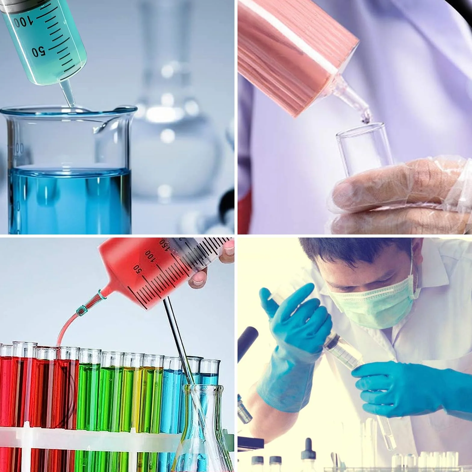 Duża strzykawka 350 ml z wężem plastikowa wielokrotnego użytku do laboratorium