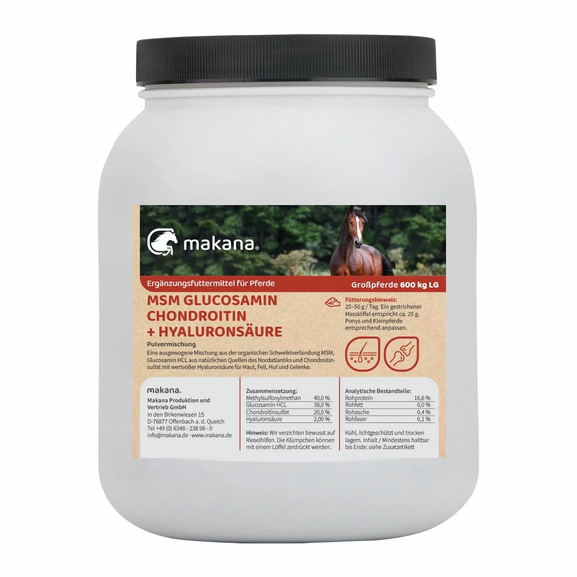 Makana MSM Glukozamina Chondroityna + Kwas Hialuronowy Proszek 2 kg Puszka