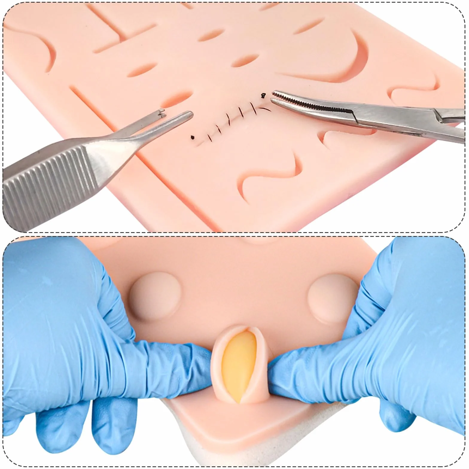 Medarchitect Suturing Skill Trainer 40 szt. Podkładka do szycia nacięć DIY z wymiennym projektem na rzep, 19 podkładek na rany, narzędzia do praktyki szwów