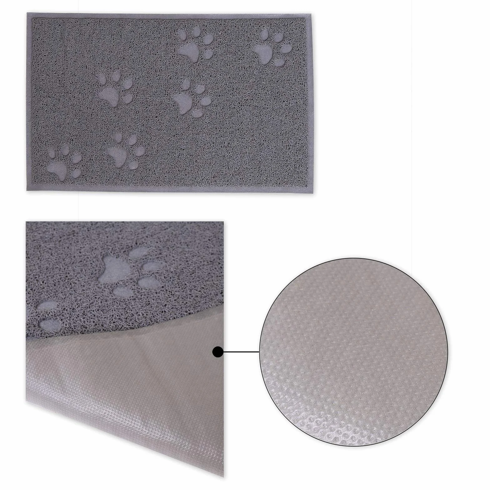 lionto Mata pod kuwetę z wytrzymałego PVC, 32x45 cm, łatwa do czyszczenia, z powłoką antypoślizgową, zatrzymuje żwirek i chroni podłogę, przyjazna dla kocich łapek, kolor szary