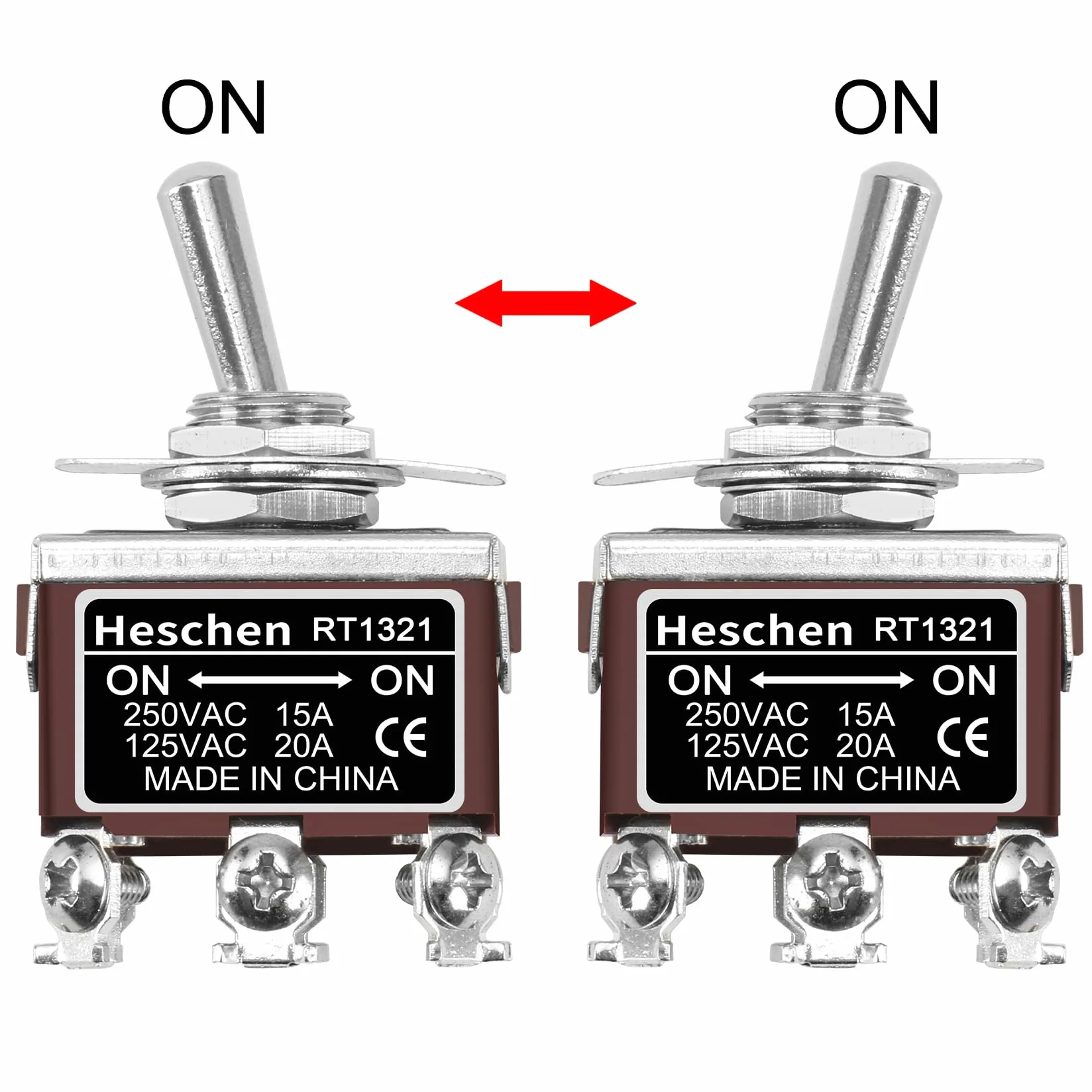 Heschen metalowy przełącznik DPDT 15 A 250 V AC CE