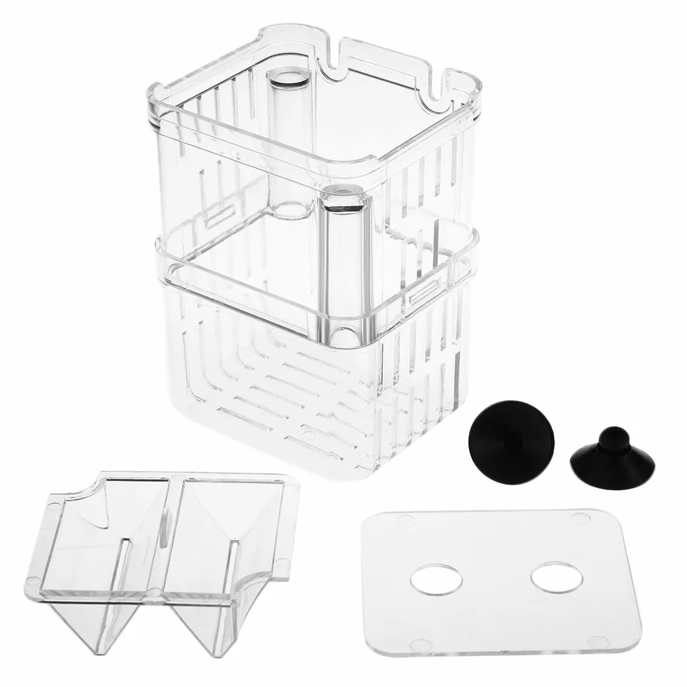 SENZEAL Plastikowe pudełko do izolowania ryb Wielofunkcyjne zbiorniki hodowlane Inkubator do inkubatora z 3-częściową pipetą Pasteura (105x75x135mm)