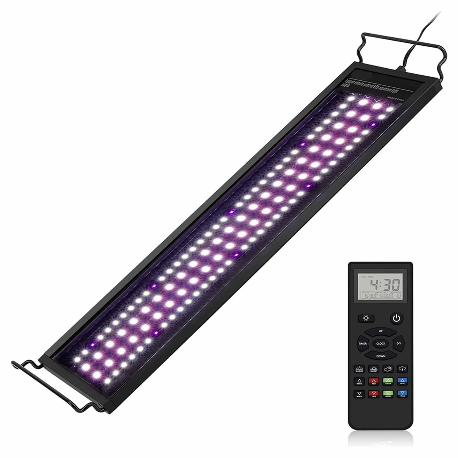Światło do akwarium, 60-105CM pilot zdalnego sterowania oświetlenie do akwarium z zegarem światła koralowe do zbiornika rafy z trybem pogodowym lampa LED rgbw dla roślin wodnych(75CM)