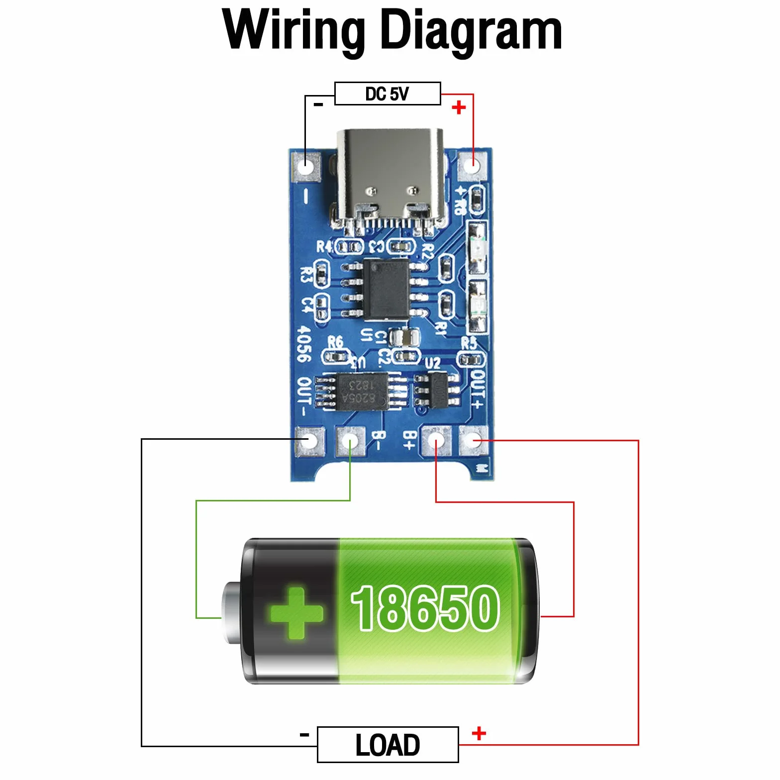 Aideep 6 sztuk Type-C USB-C TC4056 5V 1A akumulator litowy litowo-jonowy moduł ładujący z podwójną ochroną