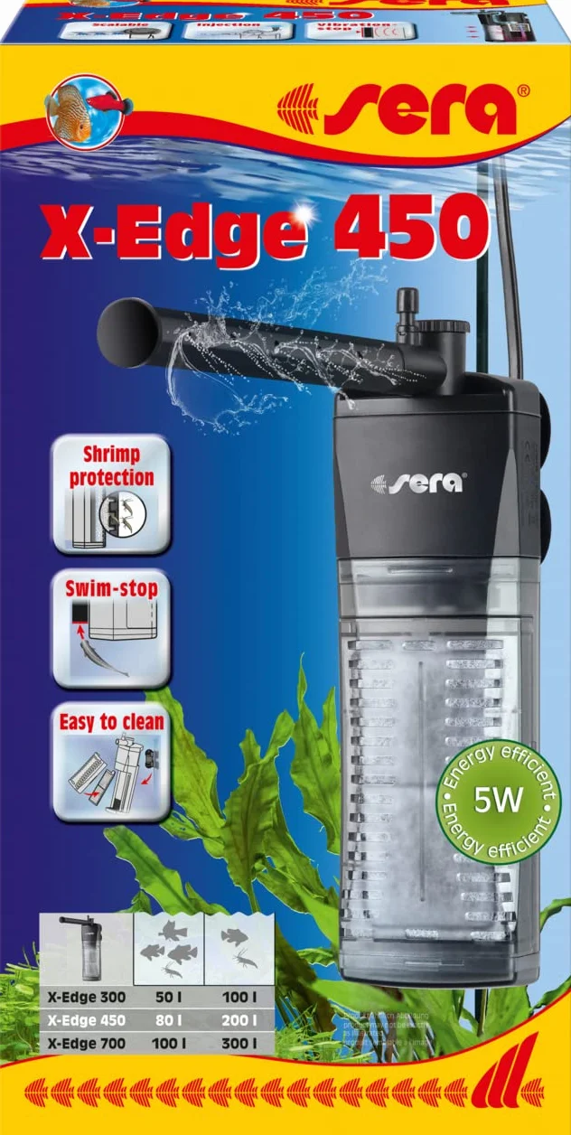 sera X-Edge 450 wydajny i energooszczędny filtr narożny lub filtr wewnętrzny do akwarium do 200 litrów, 32656