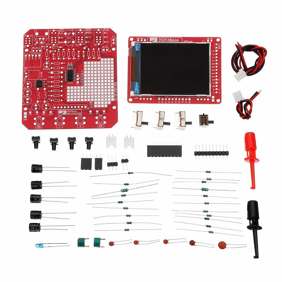 DollaTek Mini DIY cyfrowy oscyloskop zestaw SMD wstępnie lutowany 200 kHz 3,5 V-6 V DC z obudową