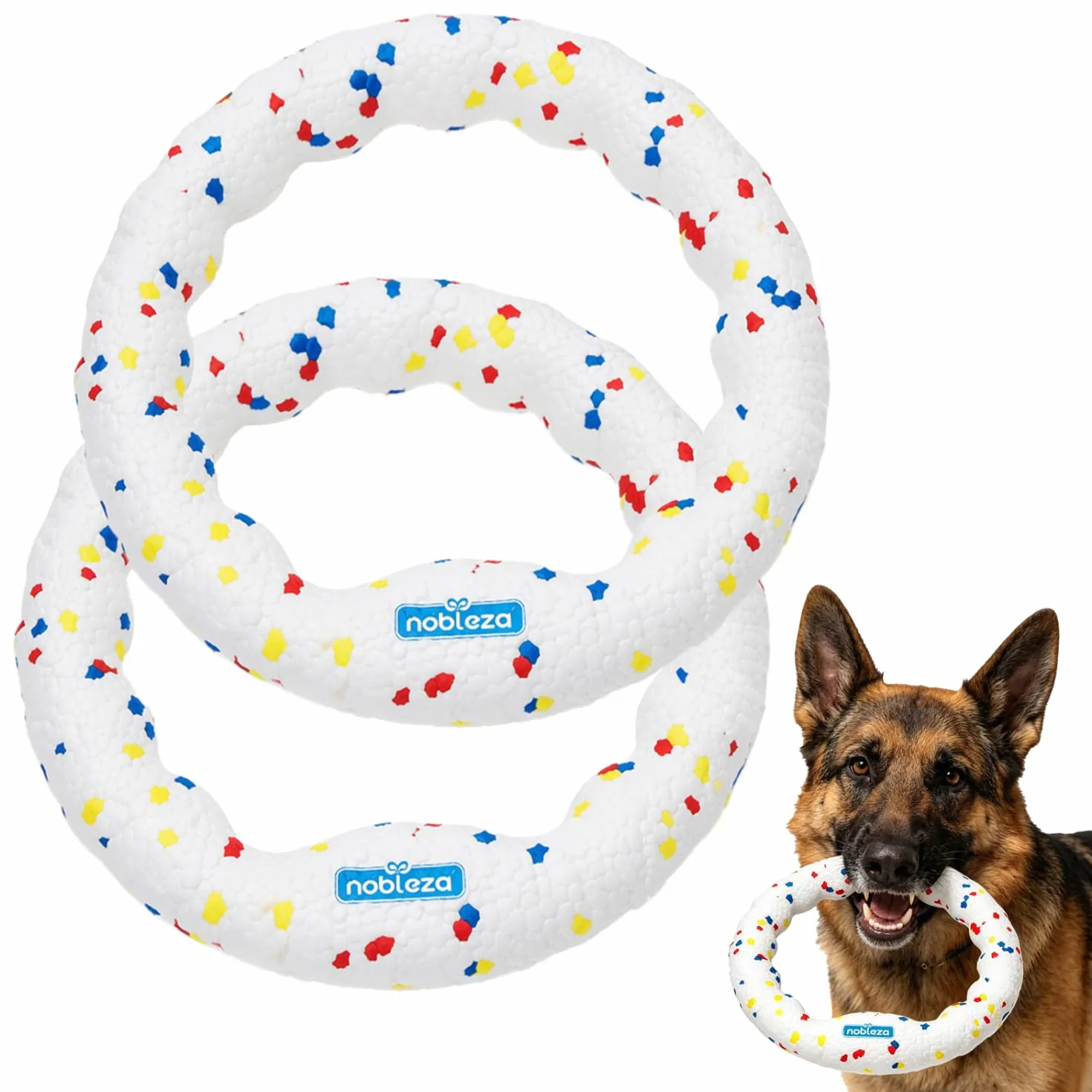Nobleza Frisbee dla Psa 2-Pak (Φ23cm) | Ultralekki E-TPU Gryzak Szarpak | Trwały, Pływający Pies Zabawka do Wody i Czyszczenia Zębów