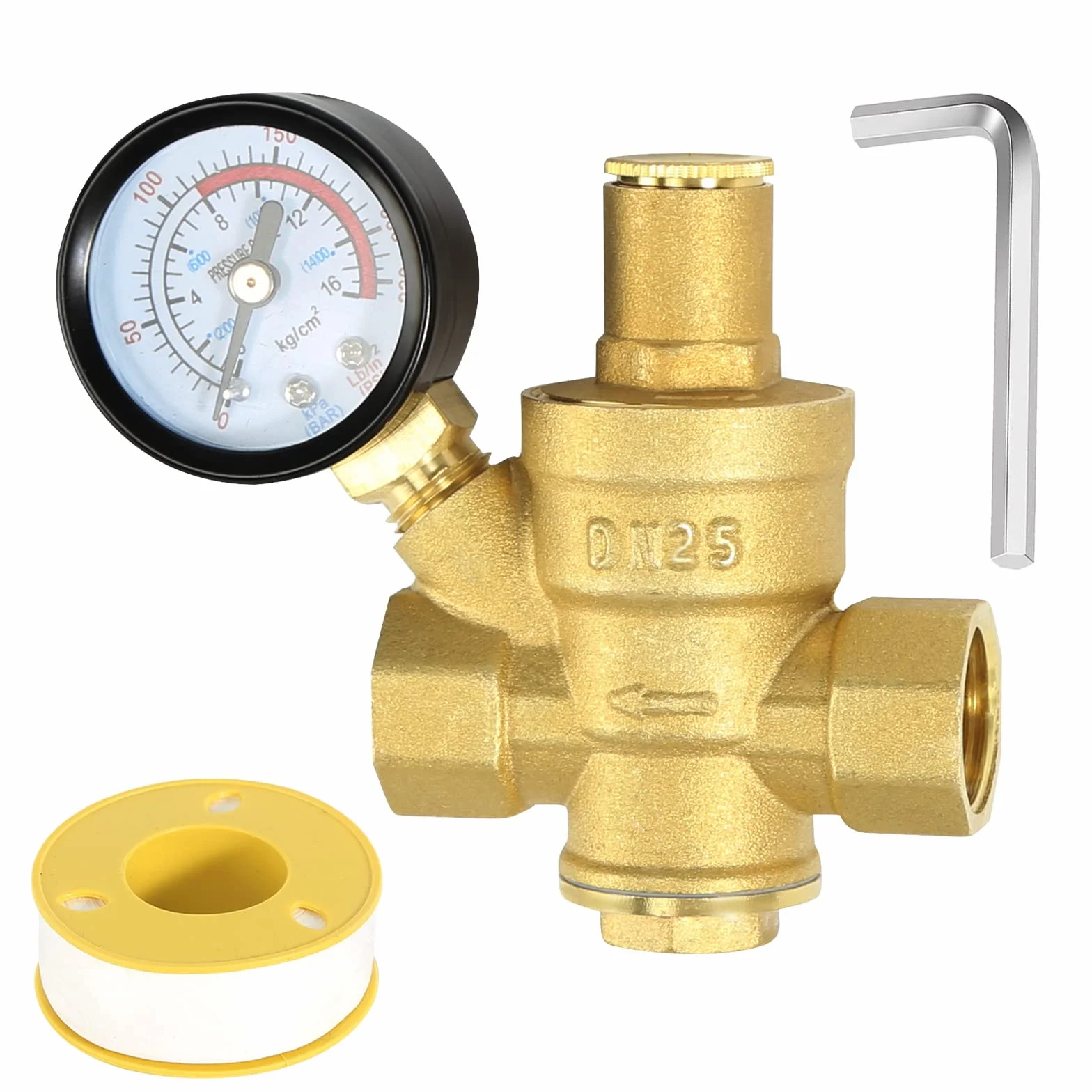 Regulator ciśnienia wody 1 cal DN25 z manometrem ciśnienia wody 100% mosiądz o wysokiej twardości, reduktor ciśnienia wody reduktor ciśnienia wody reduktor ciśnienia wody 1 cal