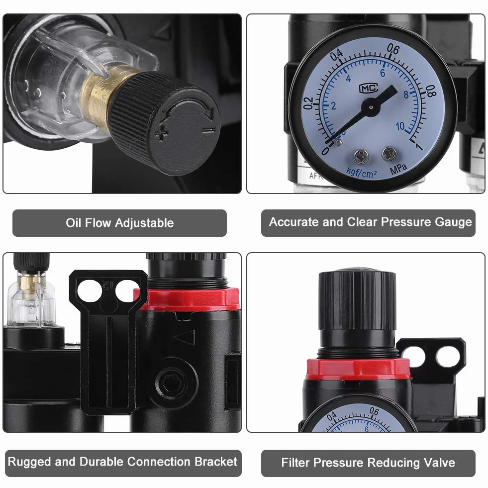 Zerodis 1/4" Regulator ciśnienia separator pułapka wilgoci sprężarka ciśnienia wody regulator filtra powietrza