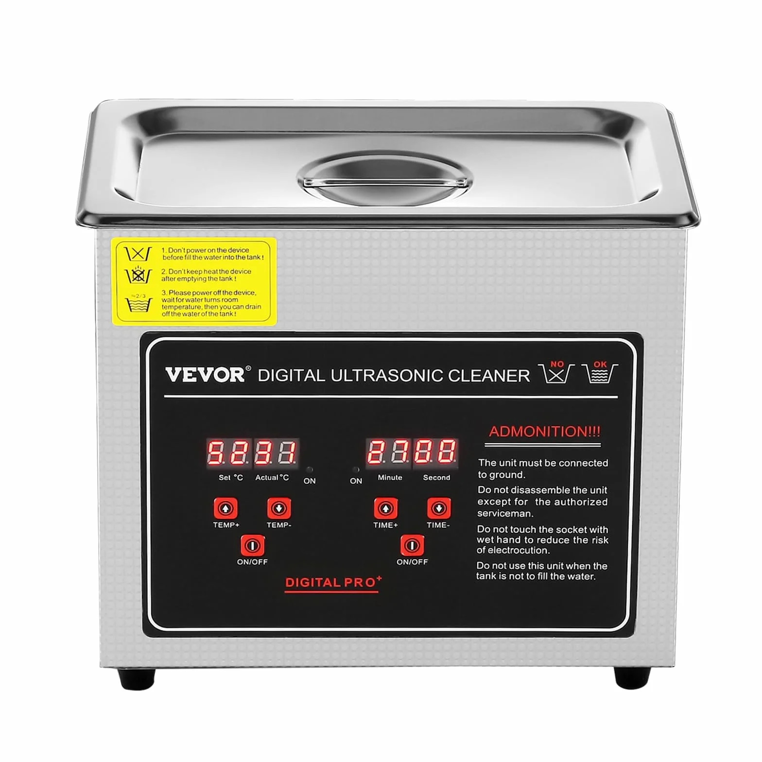 VEVOR Ultradźwiękowe urządzenie do czyszczenia ze stali nierdzewnej 150 W, 3 l, urządzenie do czyszczenia ultradźwiękowego z cyfrowym wyświetlaczem 0-30 min, czyszczenie ultradźwiękowe biżuterii,